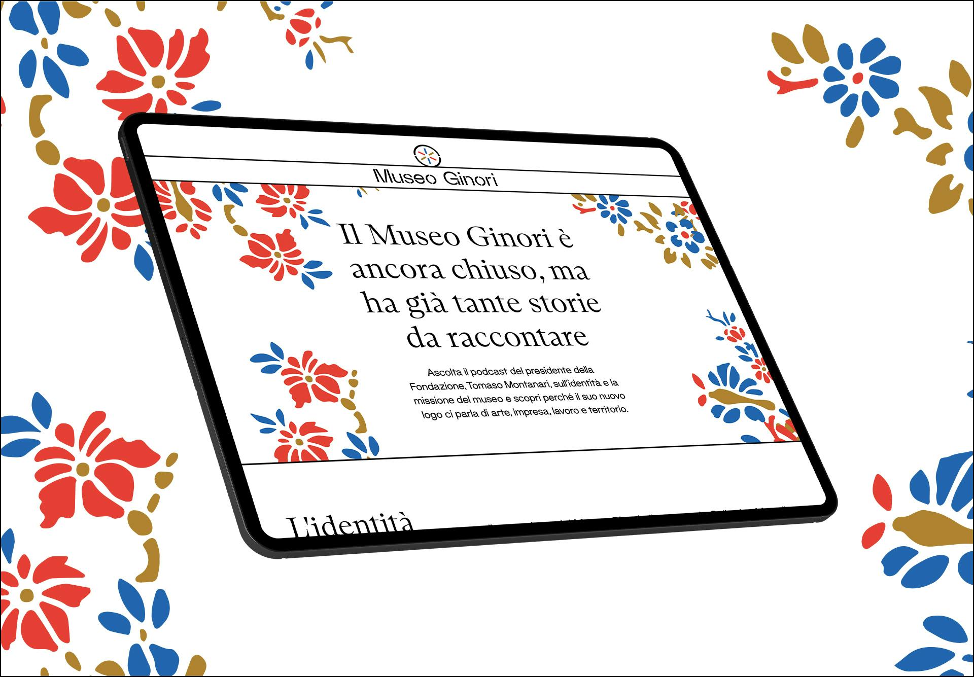 Mockup della homepage del Museo Ginori su un tablet.