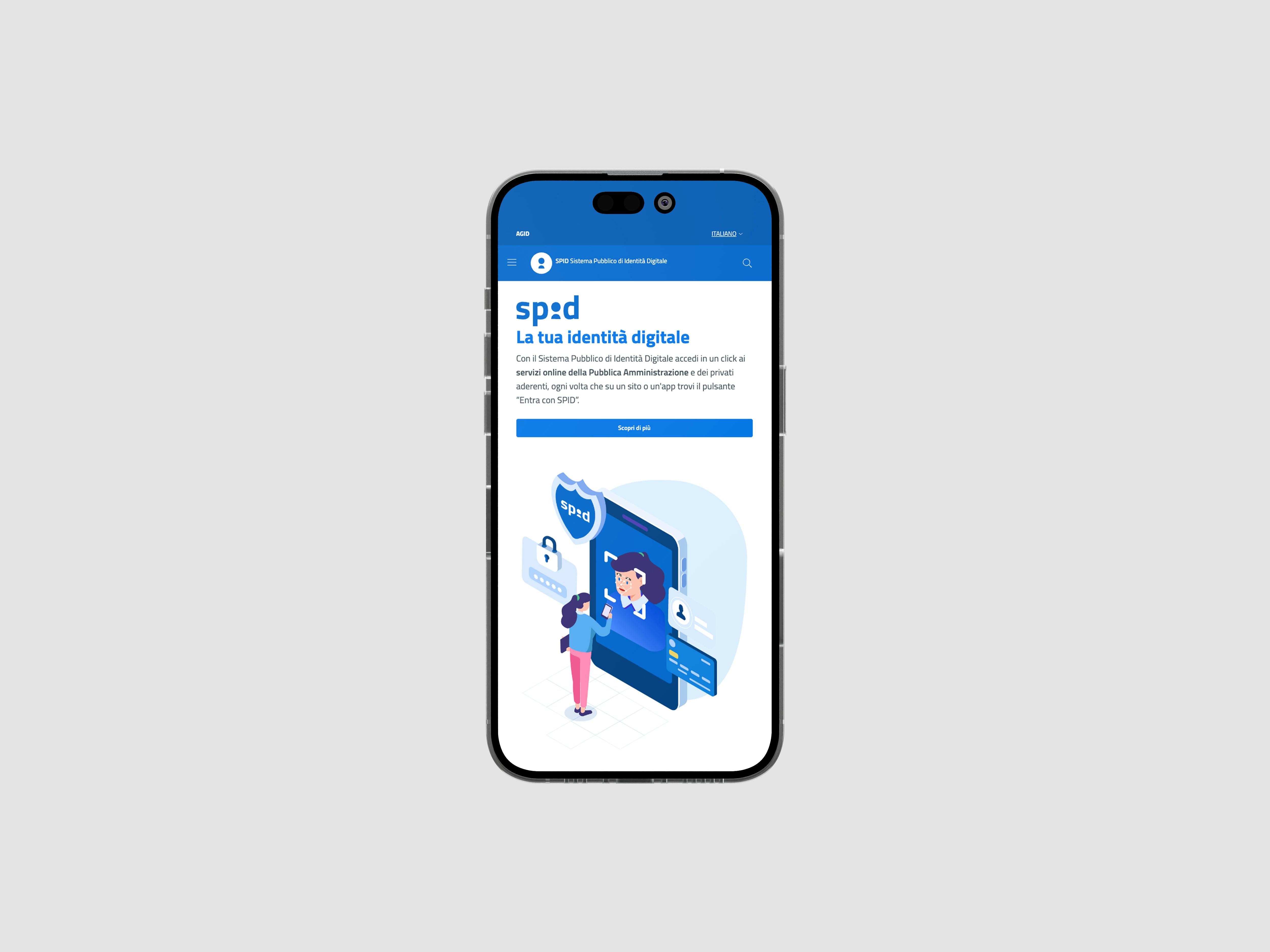 mockup Schermata spid MITD mobile