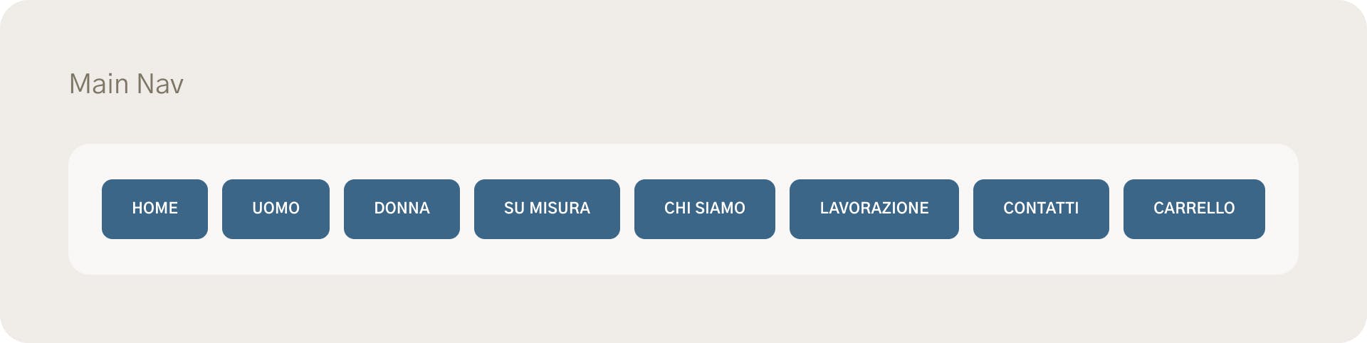 schema realizzato su Figma della main nav del sito Lepori Shoes
