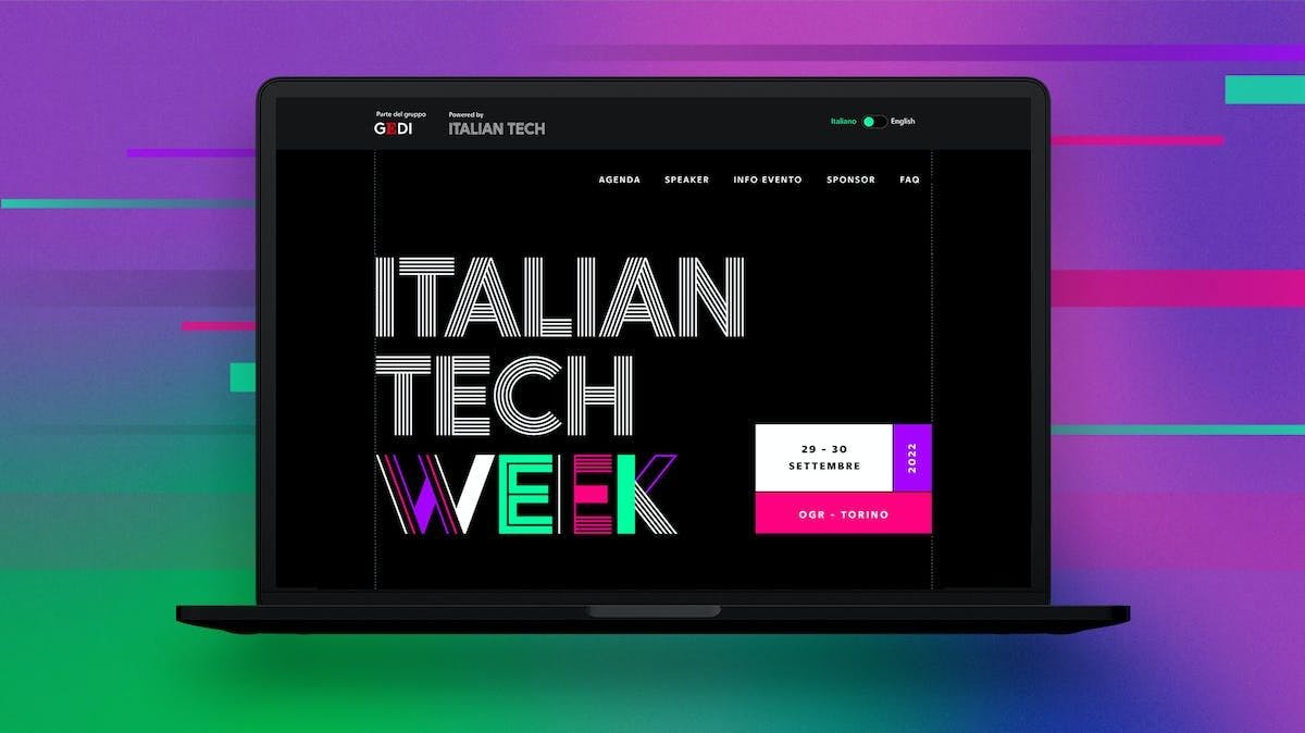 Italian Tech week sito accessibile mock up del sito accessibile di Italian Tech Week realizzato da Cantiere Creativo