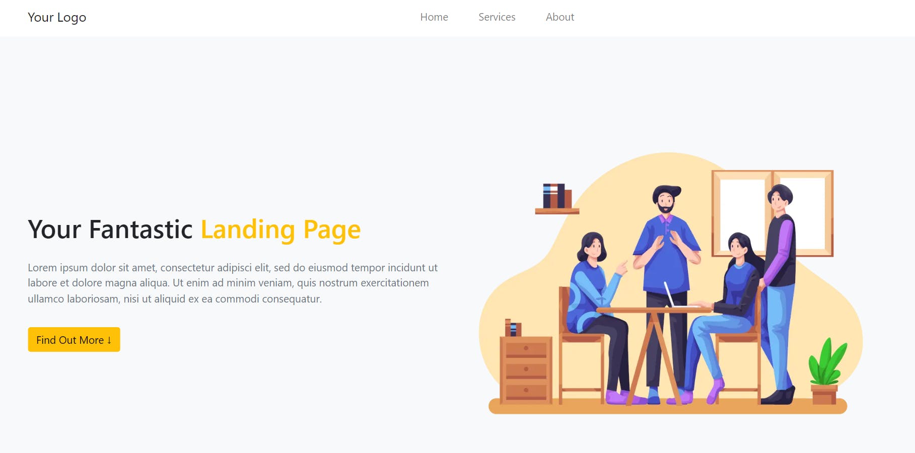 esempio di landing page con titolo testo cta e immagine generate da Cantiere Creativo