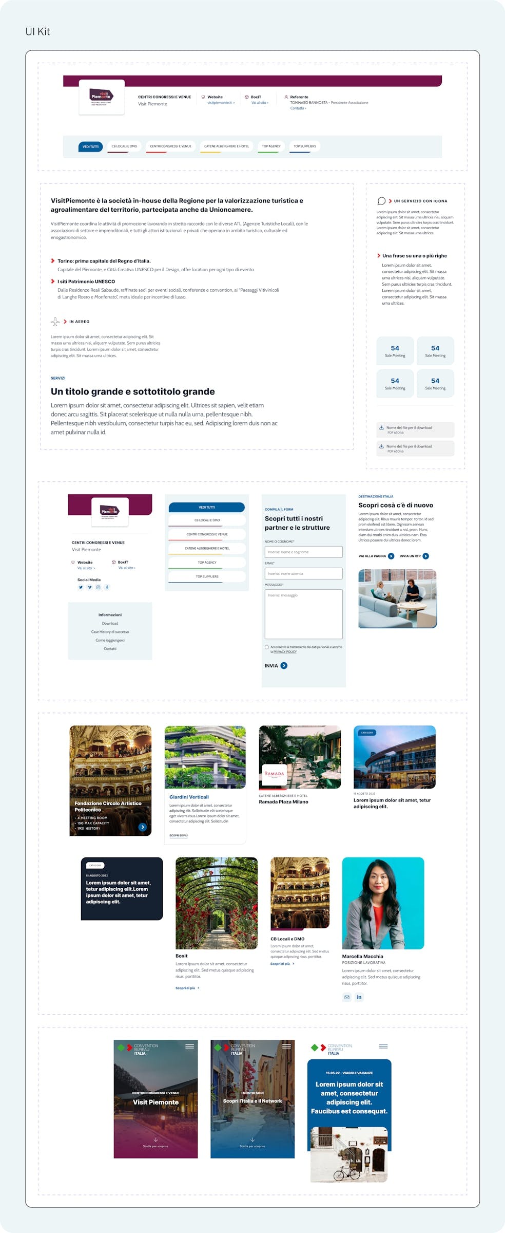 UI Kit Convention Bureau Italia realizzato con Figma