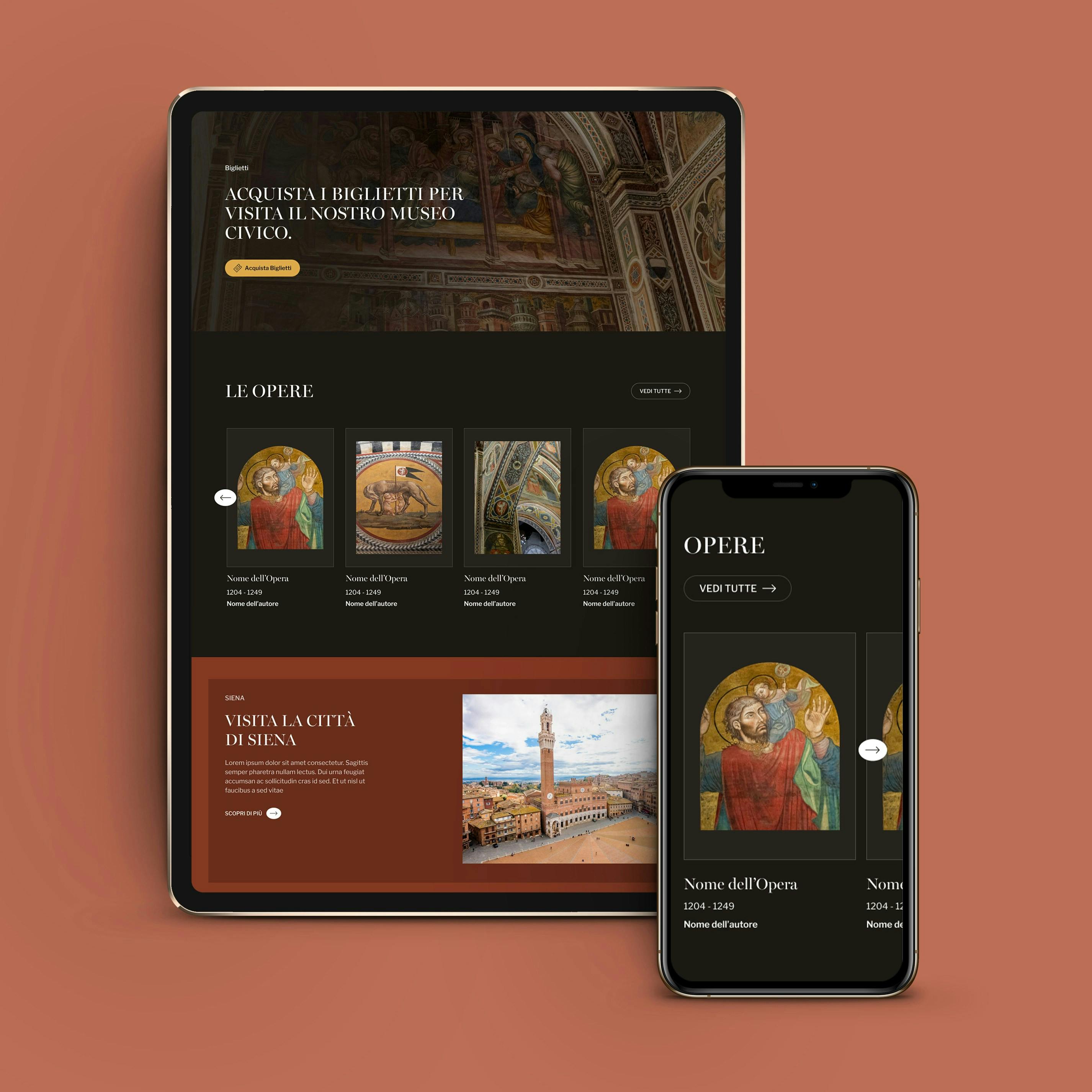 sito museo civico Siena vista mobile tablet Cantiere Creativo