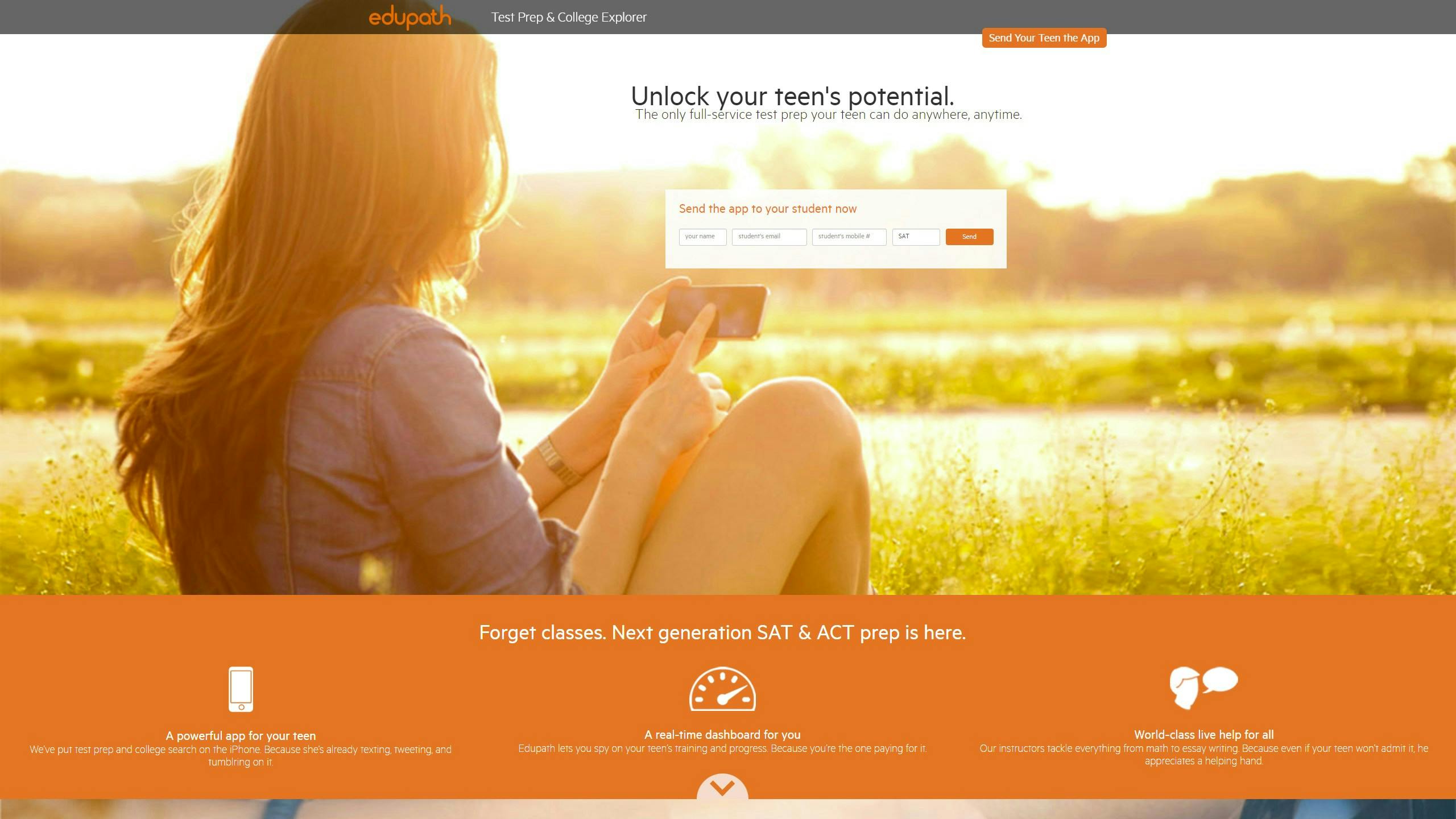 La landing page di edupath non ha distrazioni e comunica solo l'essenziale