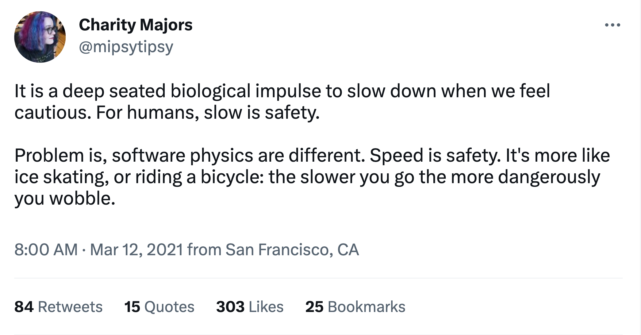 Tweet by Charity Majors
