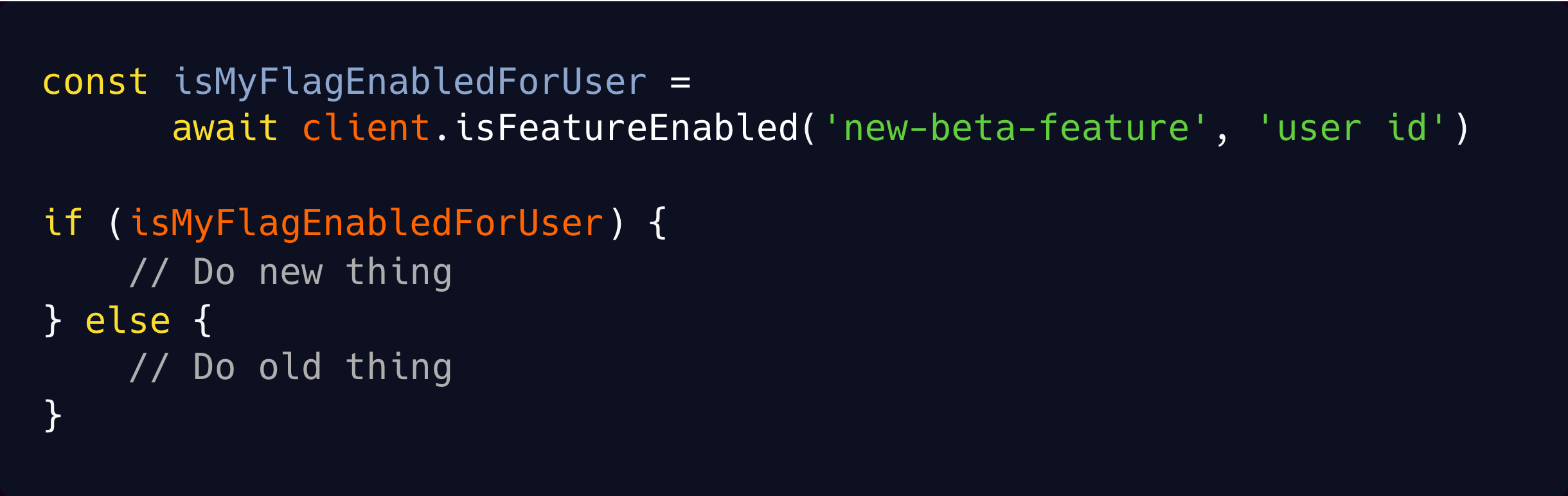 simple code example with if/else based on feature flag