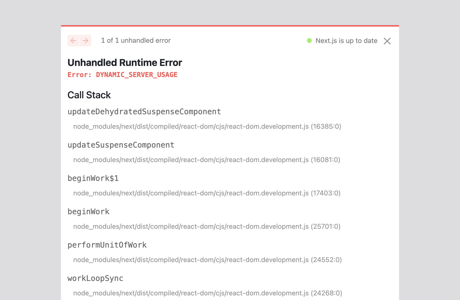 next.js dynamic server usage error