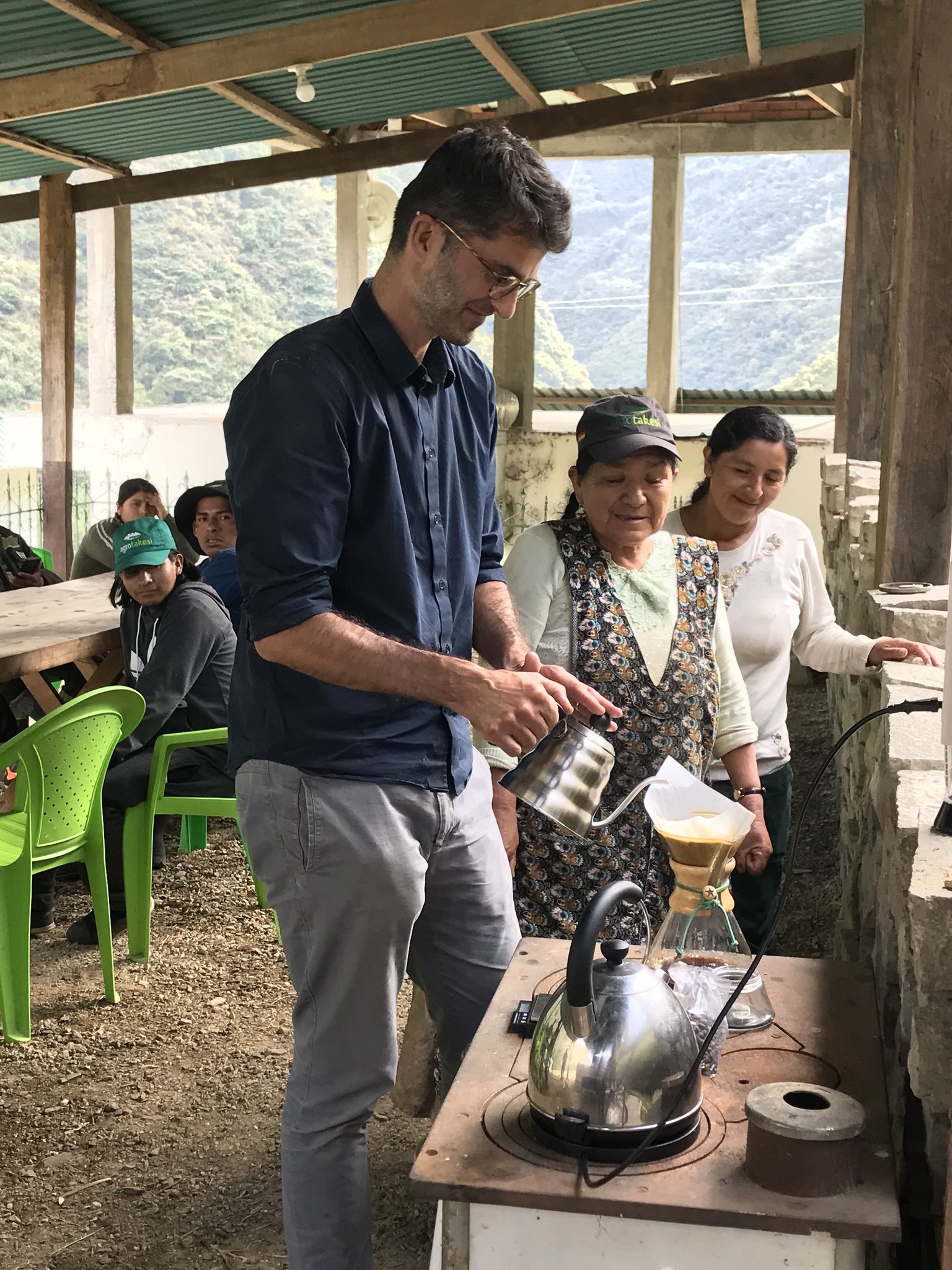 brewing coffee