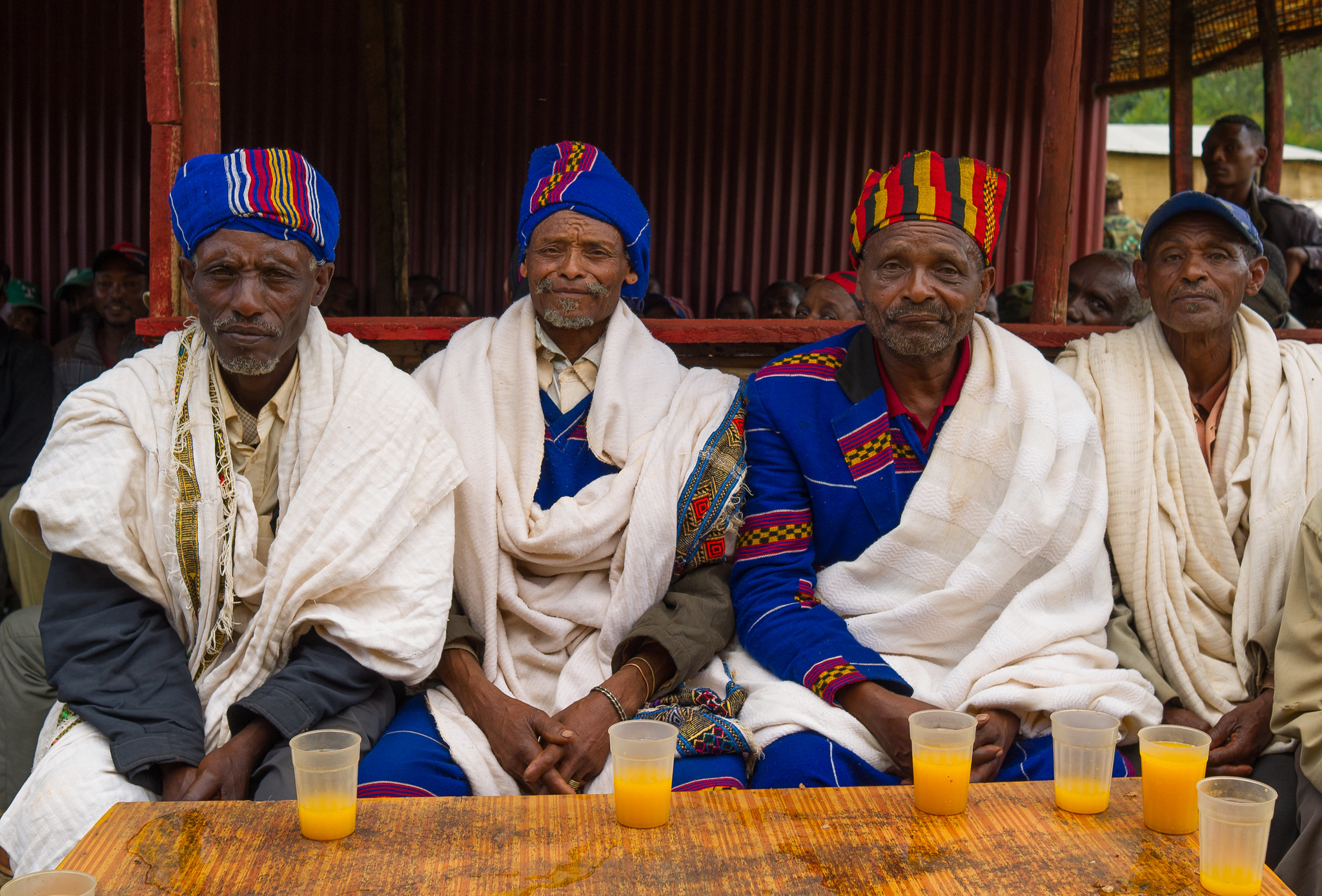 These are the leaders from all the small villages around Halo Beriti. They made prayers to ensure a good harvest