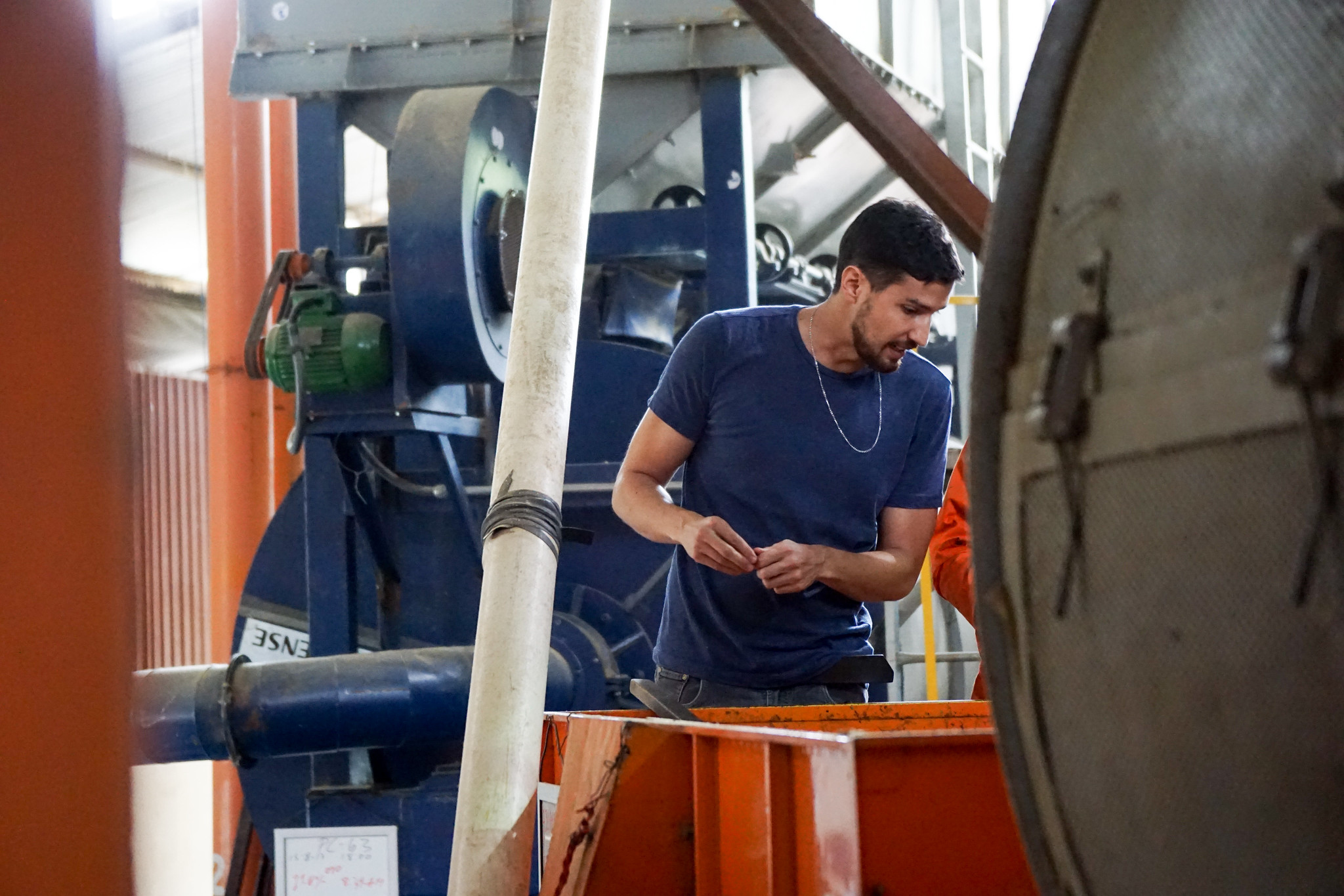 Pedro Pablo Rodriguez  Inspecting the drying process