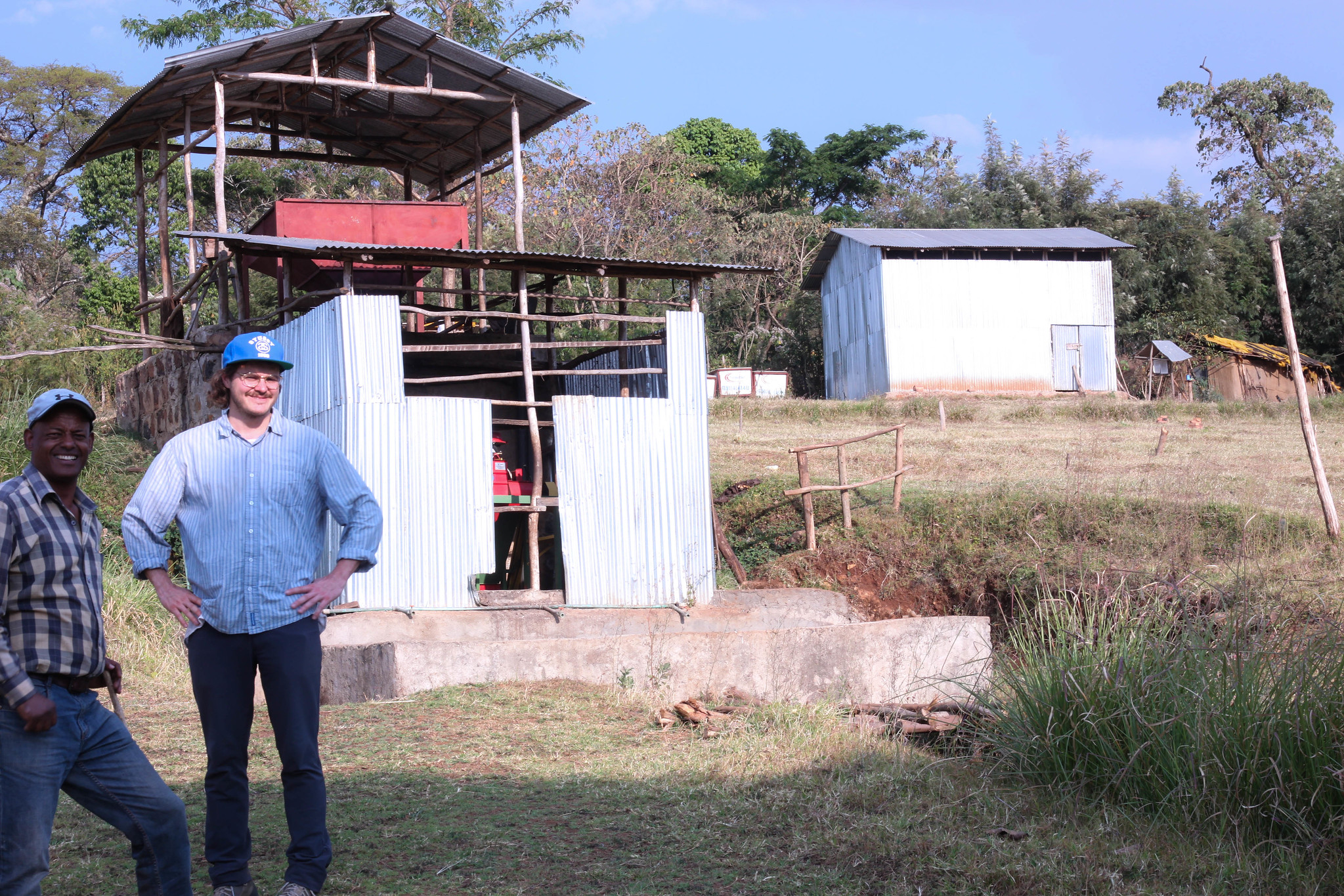 Akmel Nuri and Casper.  This is at a washing station just outside Akmels farm.