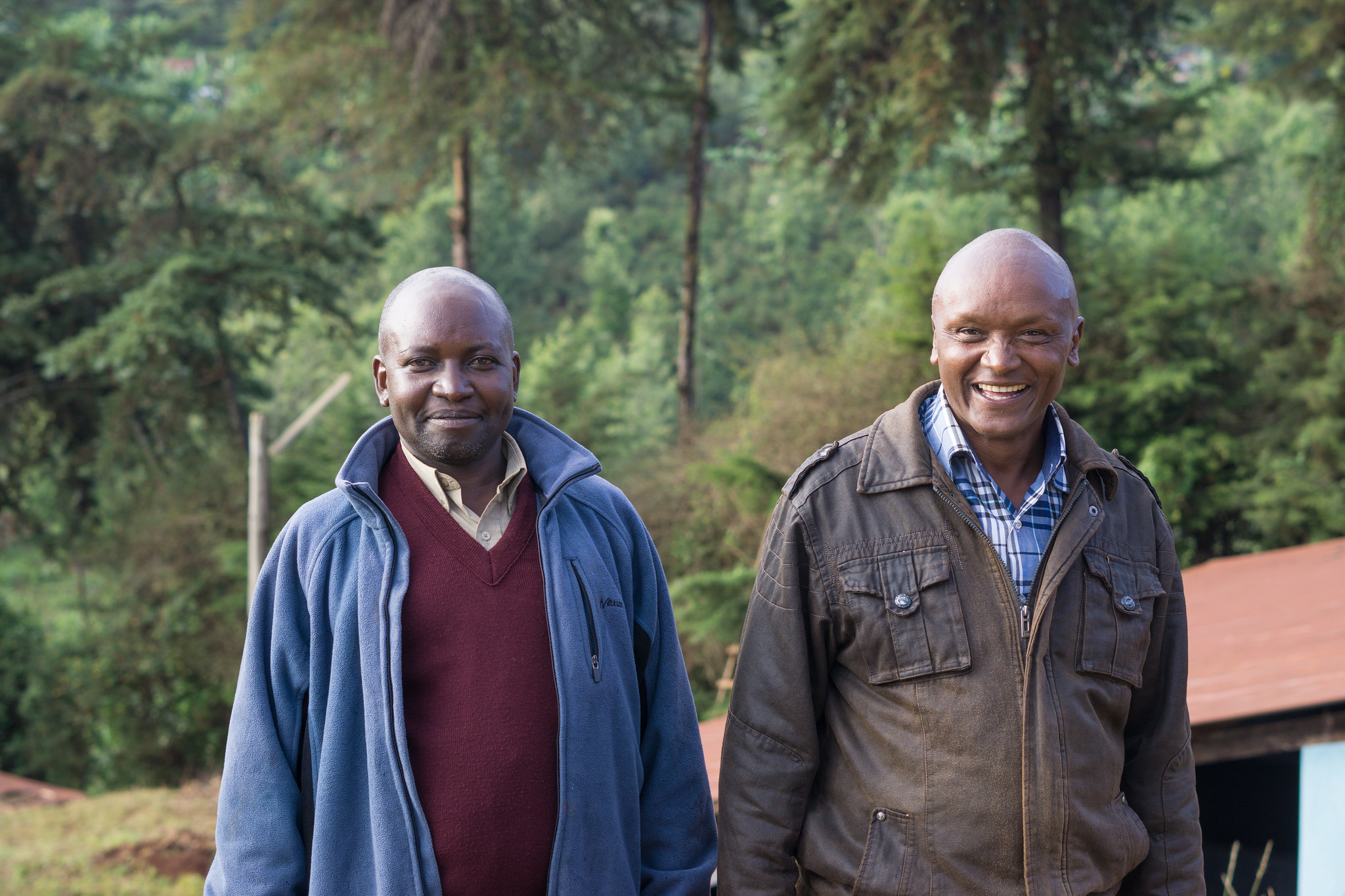 Kieni chairman Charles Murimi and factory manager Jospath Kariuki