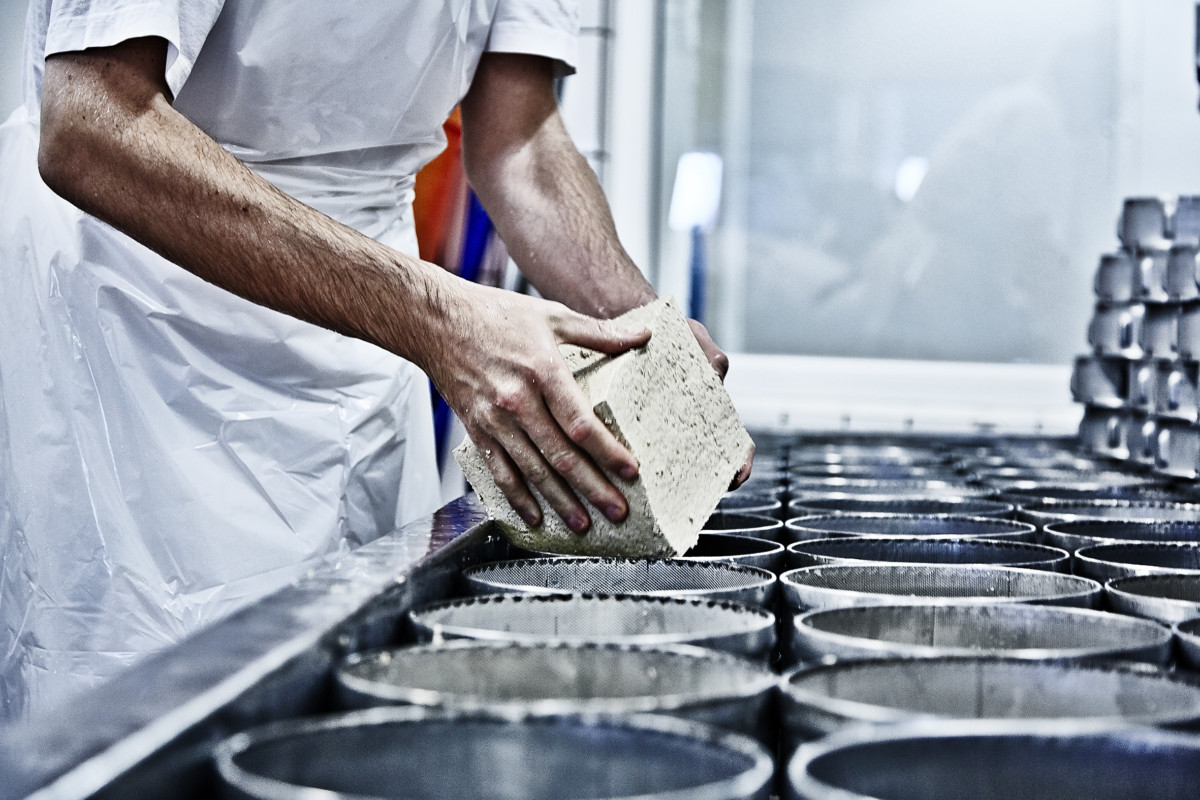 Cheese making in process.