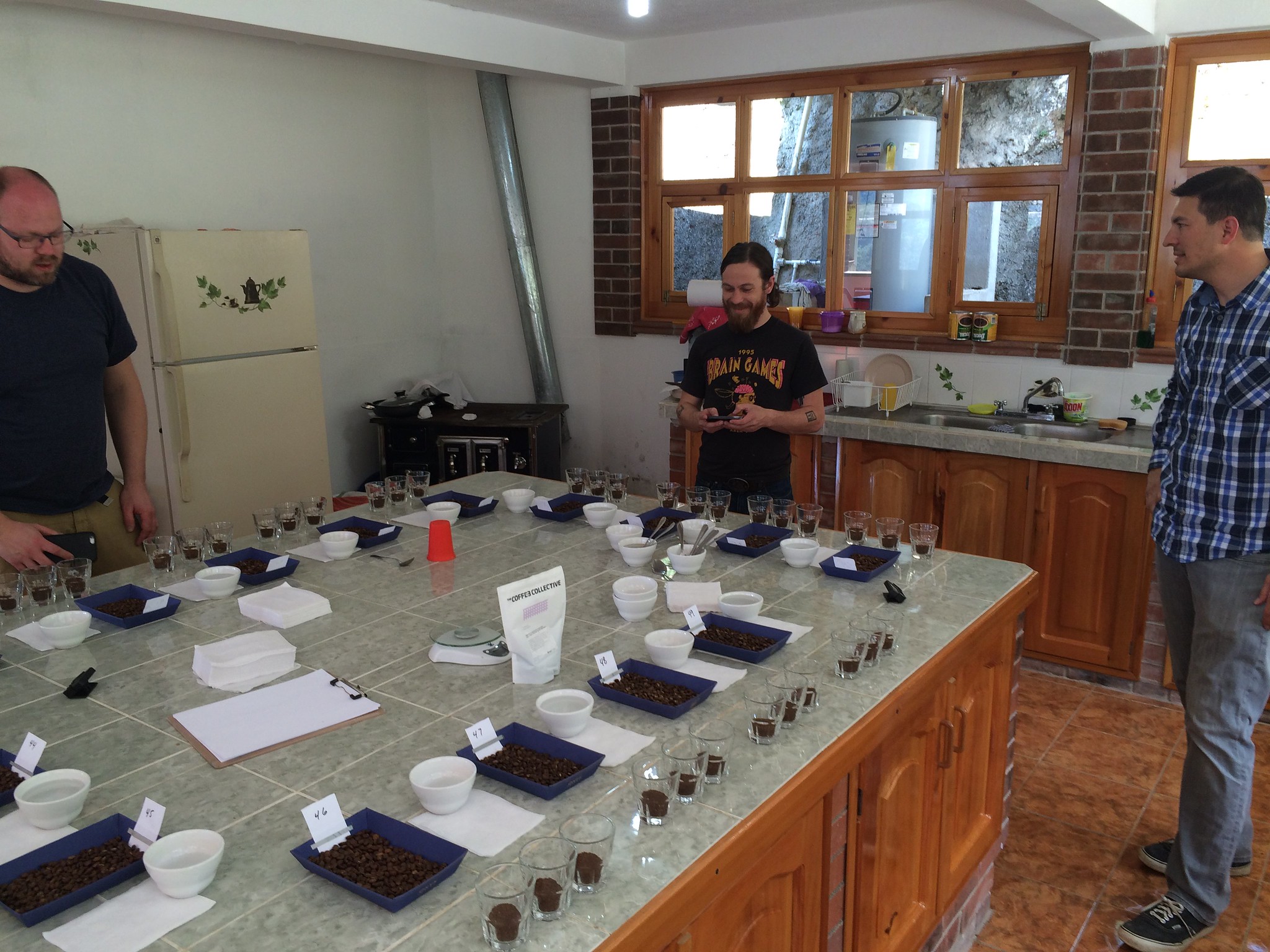 Martin, Lucky and Edwin preparing for the cupping.