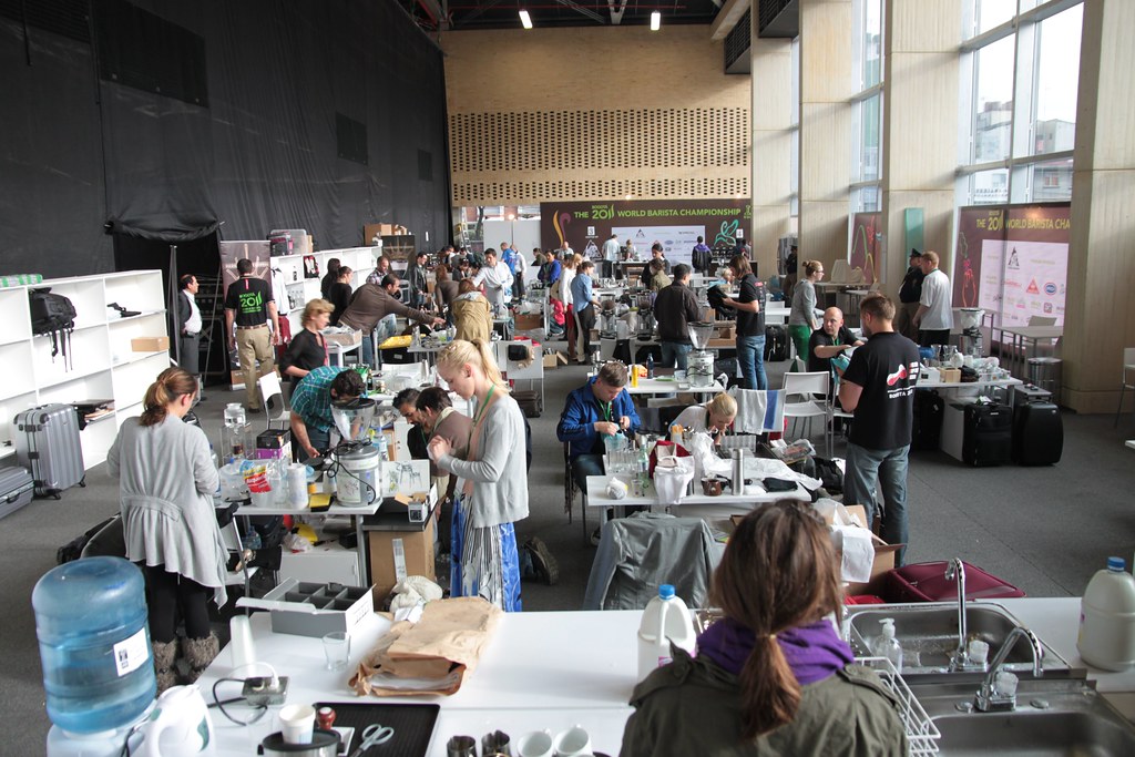 WBC back room: The competitors' preparation area. Such a chaotic place and loads of nerves and anxiety mixing with anticipation and excitement in the air.