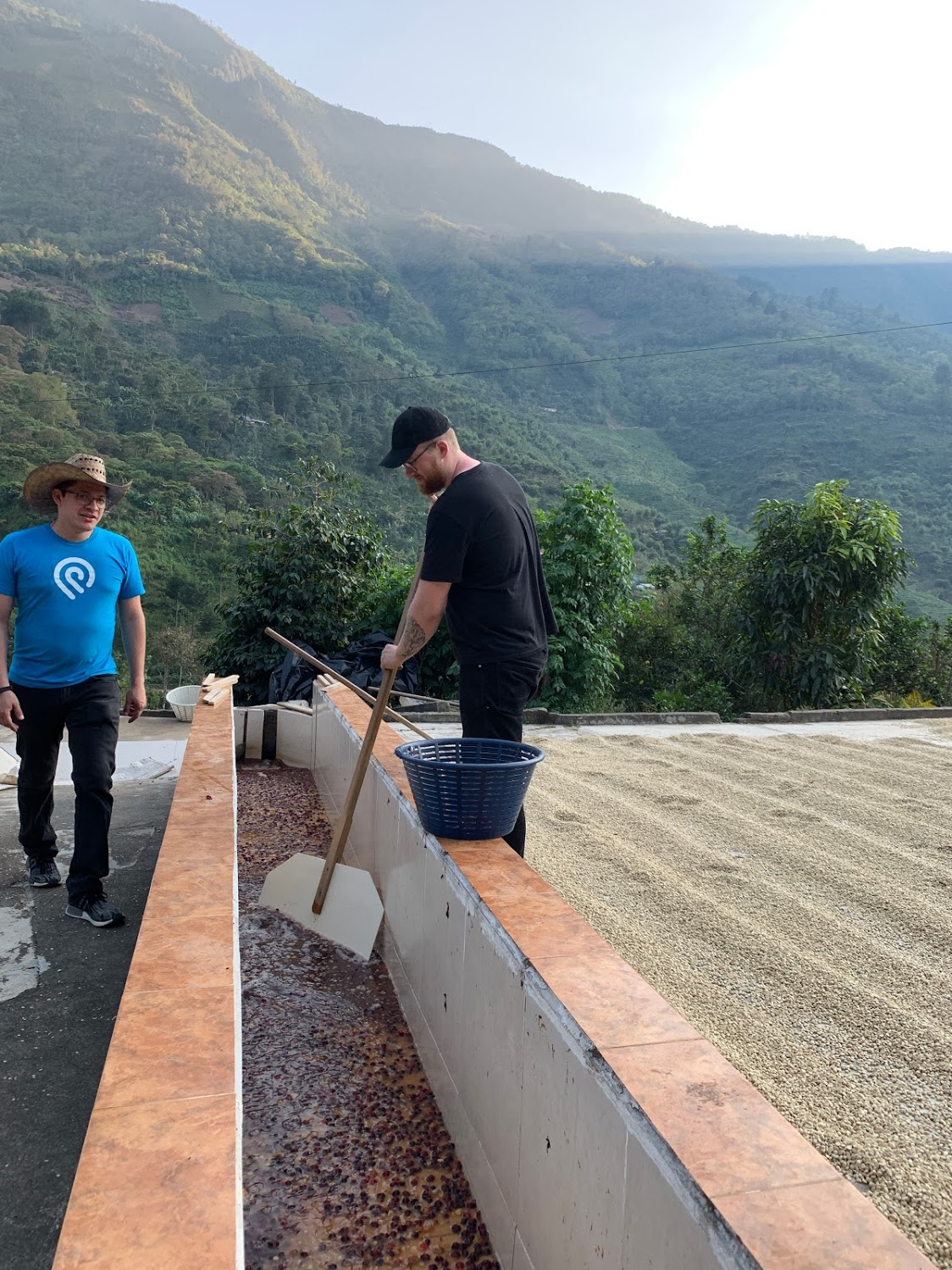 Jānis helping out at the washing station