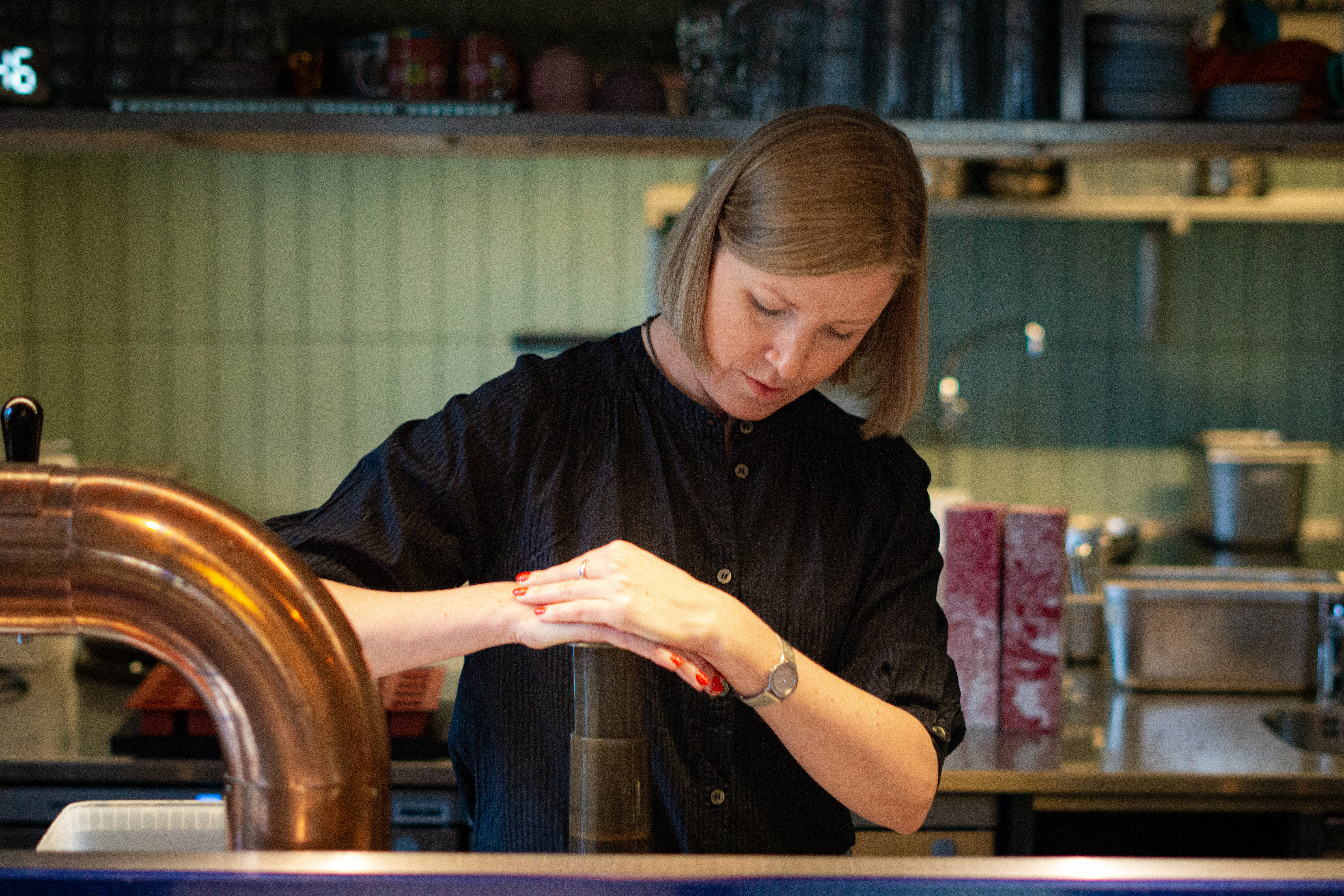 Sara Haij from Tigermom working on making the smooth, cold delight