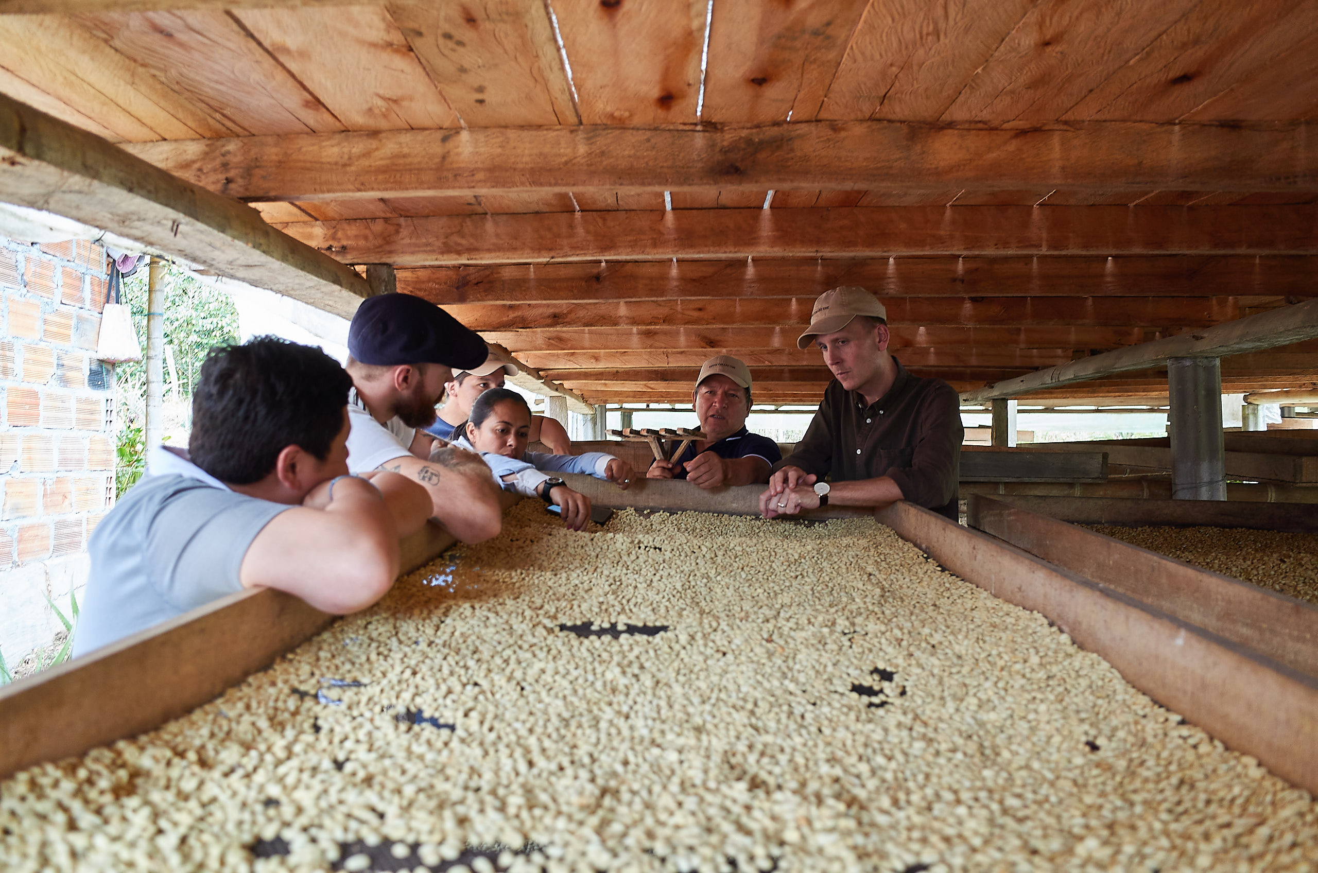 Having a chat at the drying tables