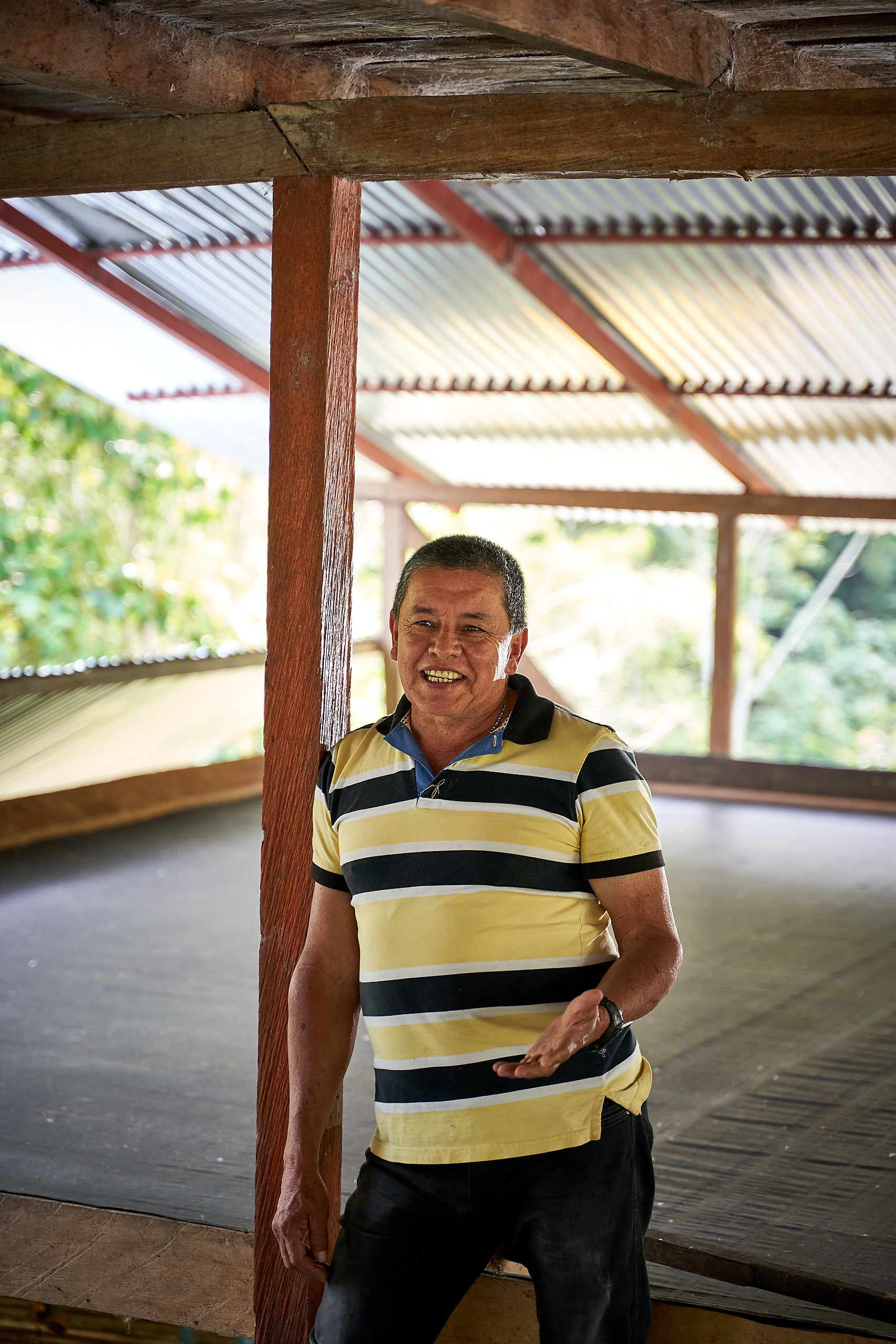 Wilson Rodriguez in front of the parabolic beds