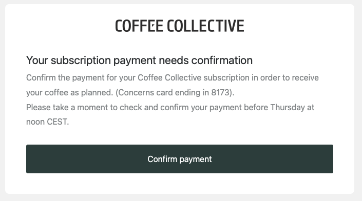 Payment confirmation