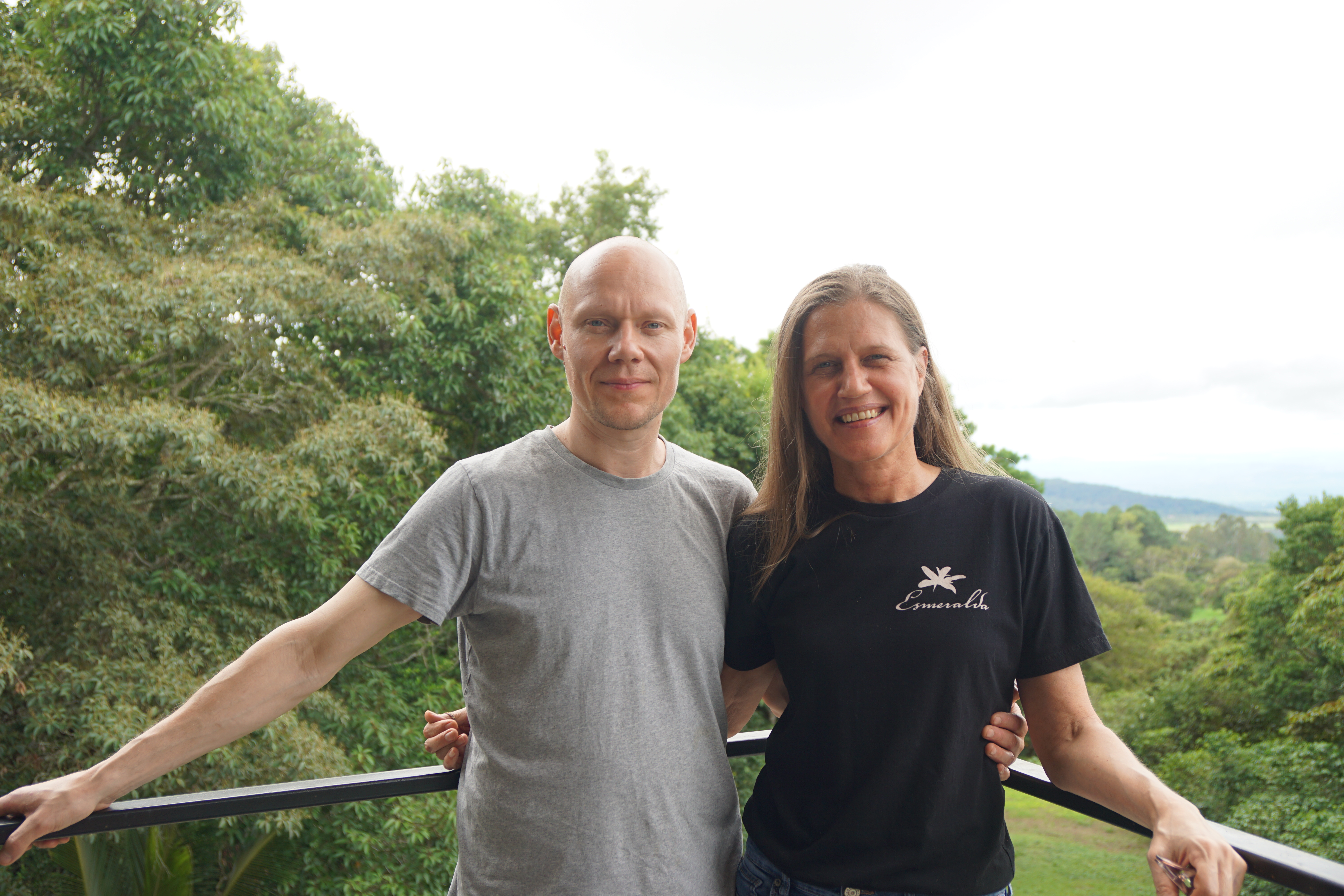Samuli and Rachel at the balcony overlooking their land