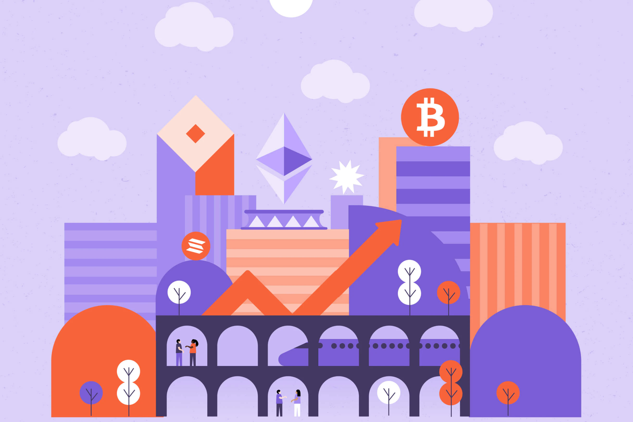 Illustration von der Krypto-Welt die man auf Cryptonow Discover entdecken kann