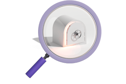 Una lente d'ingrandimento che indica un luogo di conservazione sicuro