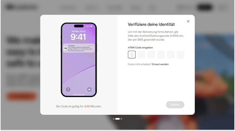 Bestätigung der Identität per SMS