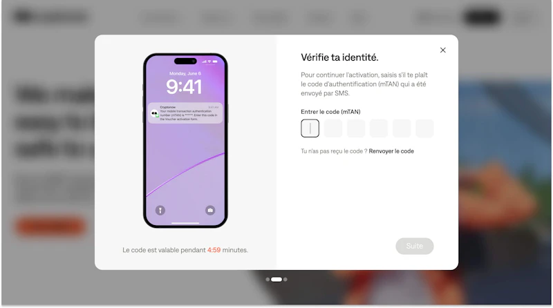 Confirmation de l'identité par SMS