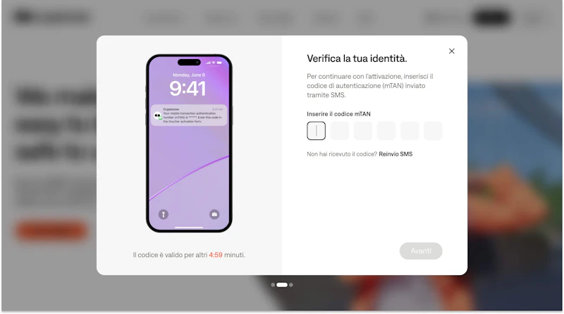 Conferma dell'identità tramite SMS