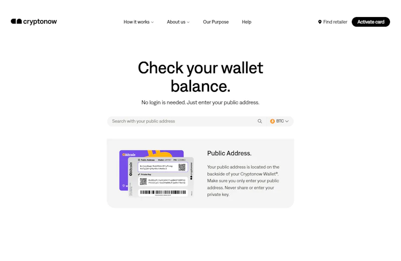Checking the wallet balance with the Cryptonow Wallet Balance Tool.