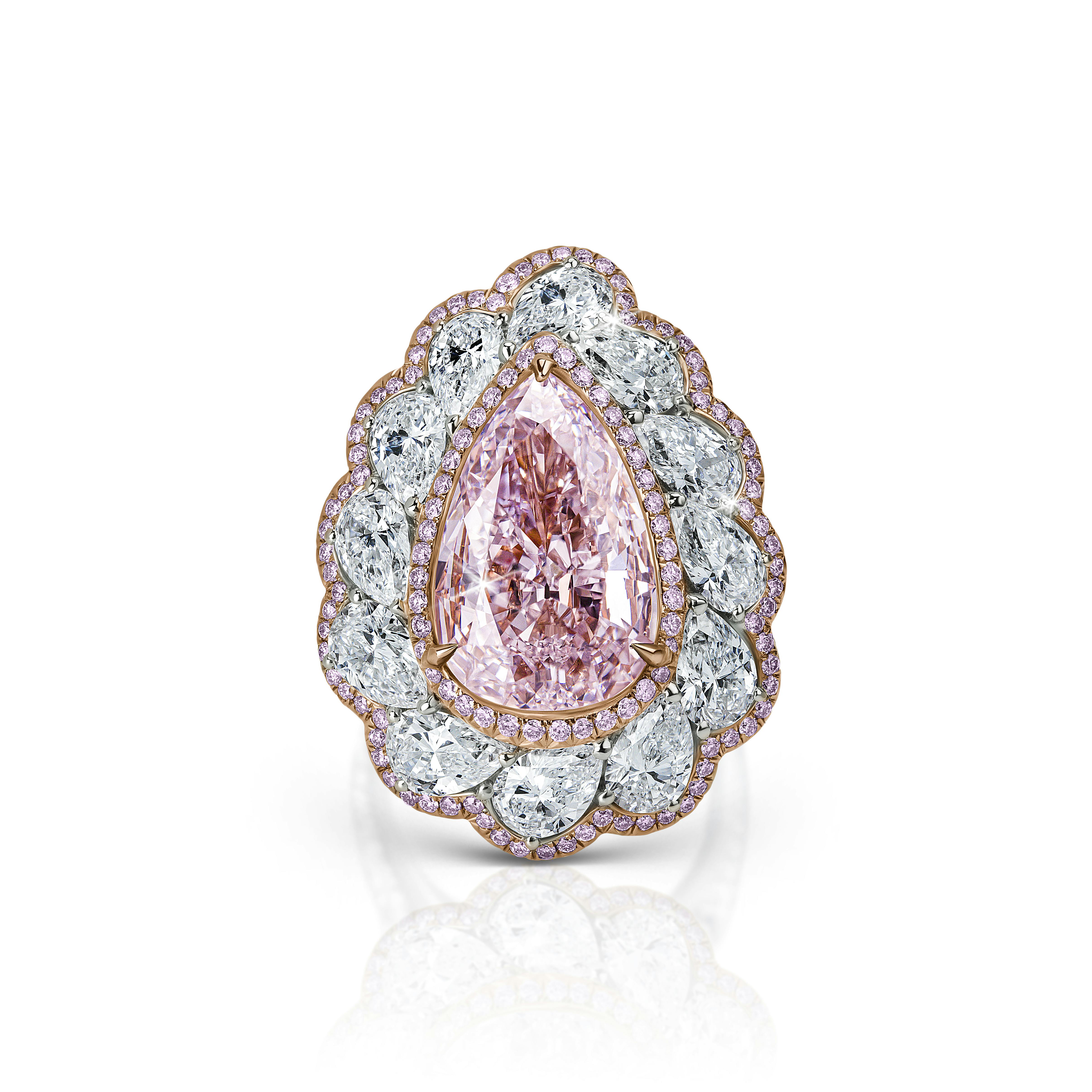 the ring, propped up on a surface, pointy end facing upwards