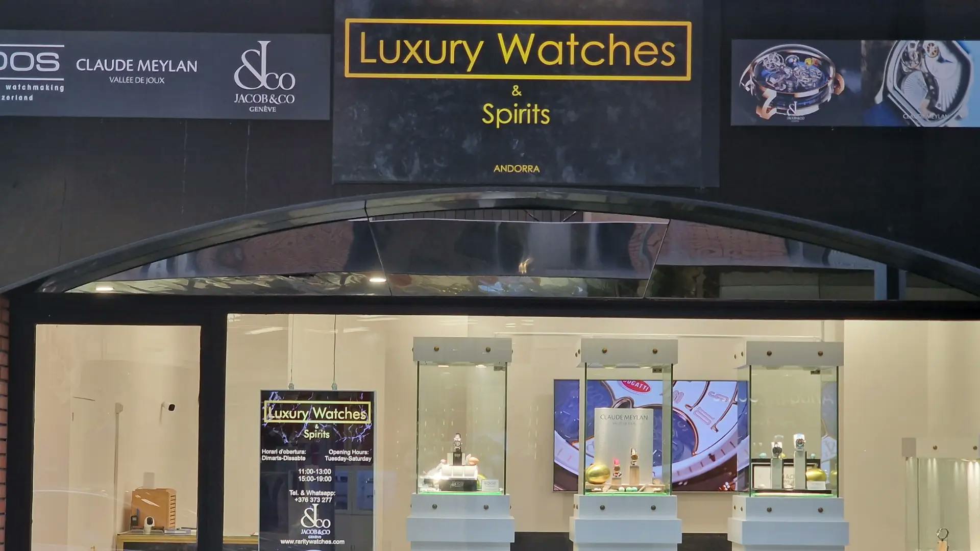 Storefront Of The Andorra - Luxury Watches & Spirits Store