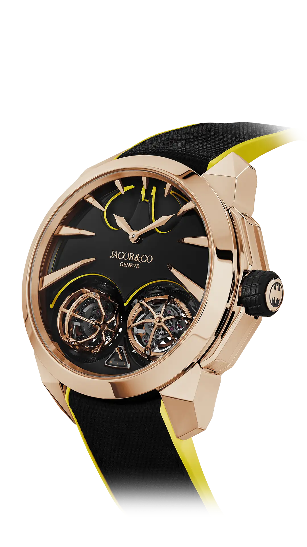 The rose gold Batman watch.