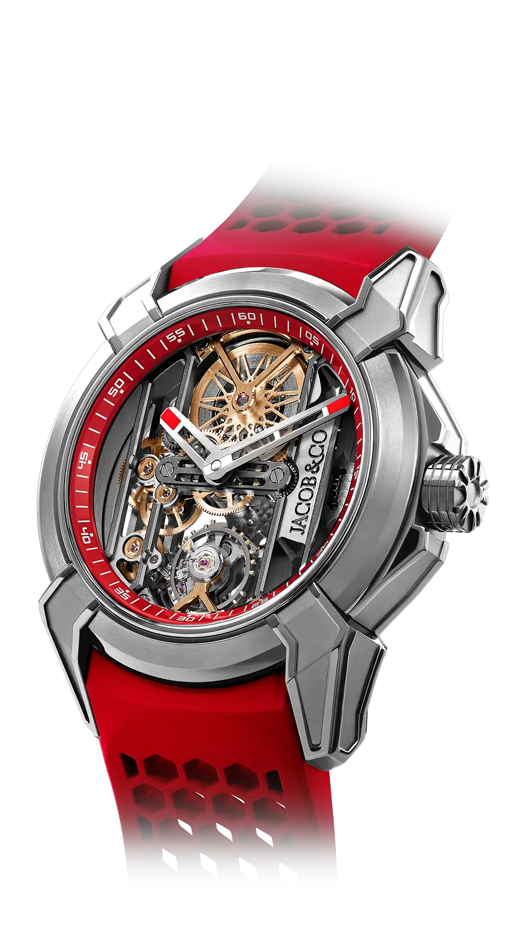 The Titanium Epic X Skeleton, with red accents.