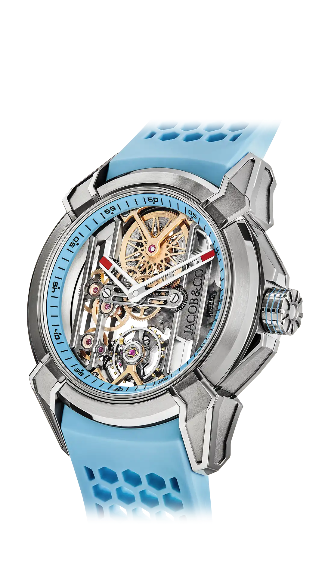 The Titanium Epic X Skeleton, with light blue accents.