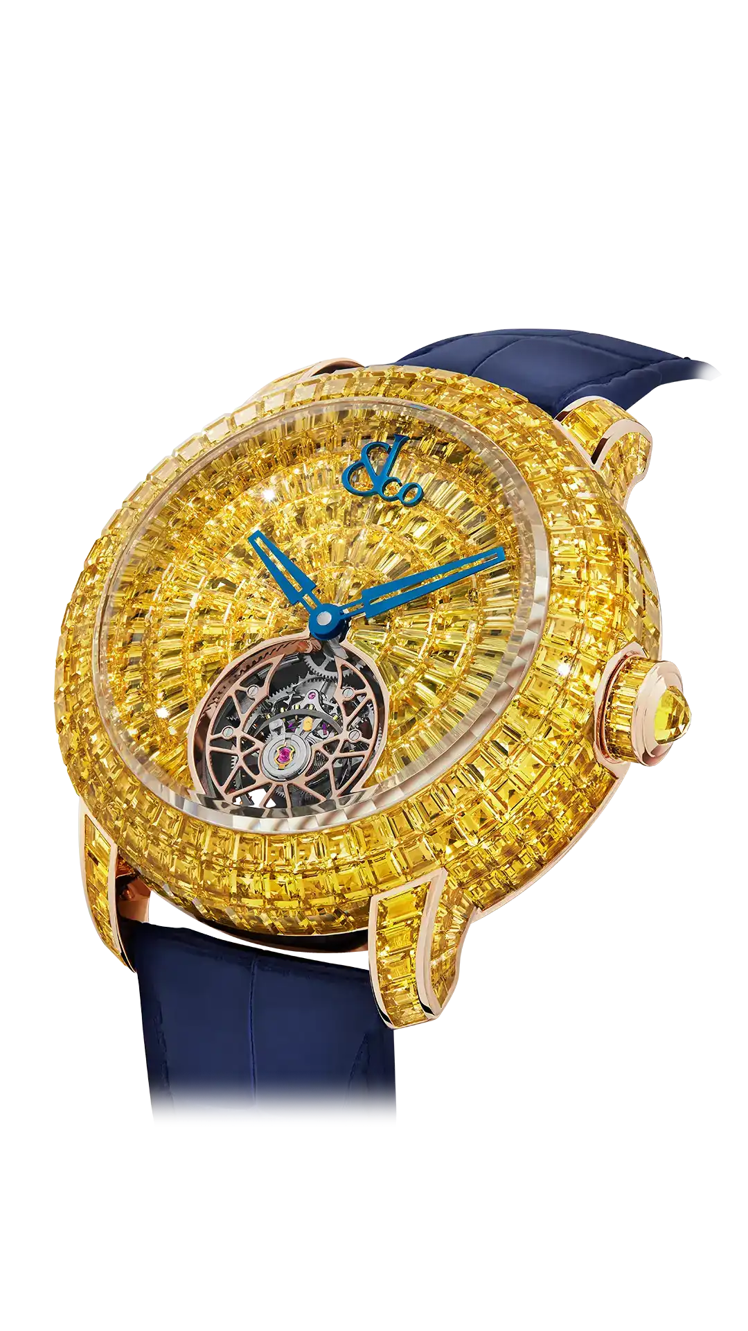 The rose gold Caviar Tourbillon, set with baguette-cut yellow sapphires.
