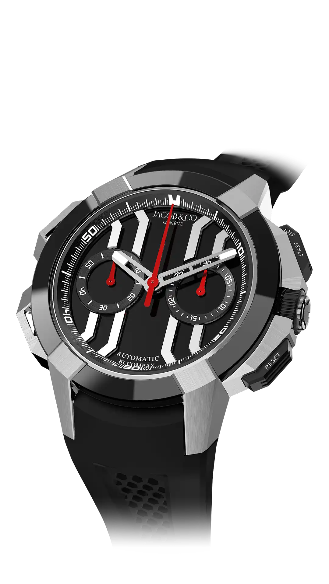 The titanium & black ceramic Epic X Chrono 44-millimeter, with a black dial and titanium accents.