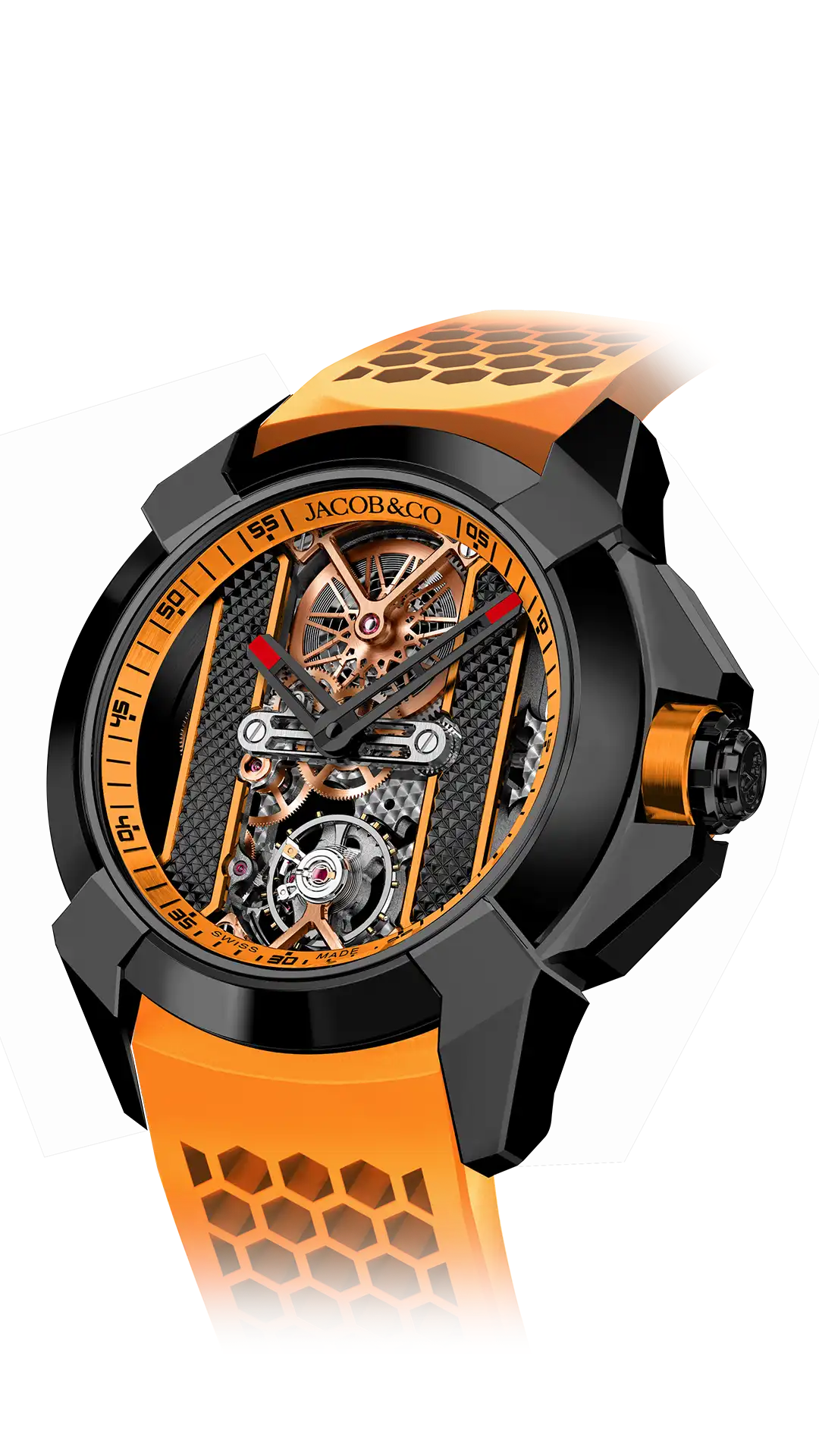 The black stainless steel Epic X Bridges, with orange accents.