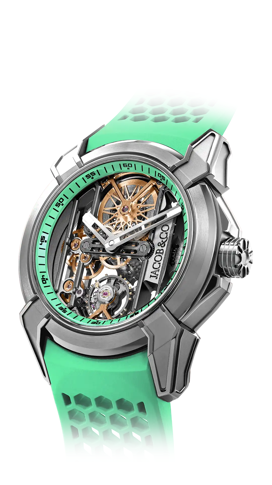 The Titanium Epic X Skeleton, with mint green accents.