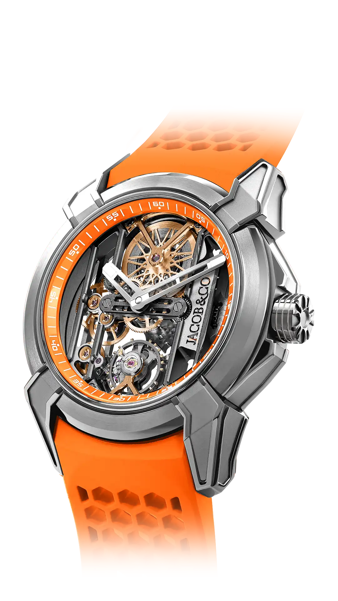The Titanium Epic X Skeleton, with orange accents.