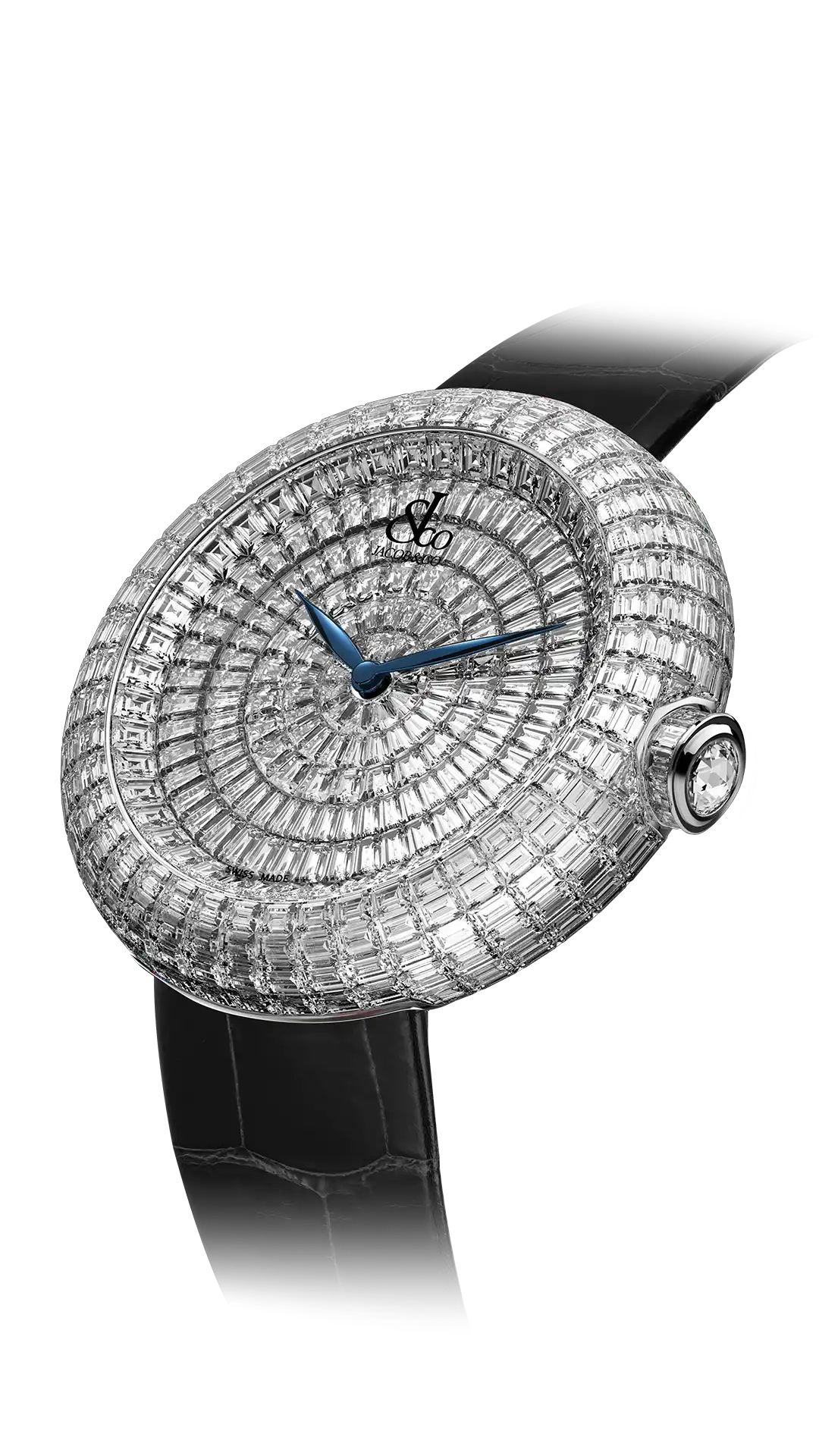 The white gold Brilliant Baguette, fully set with whide daimonds.