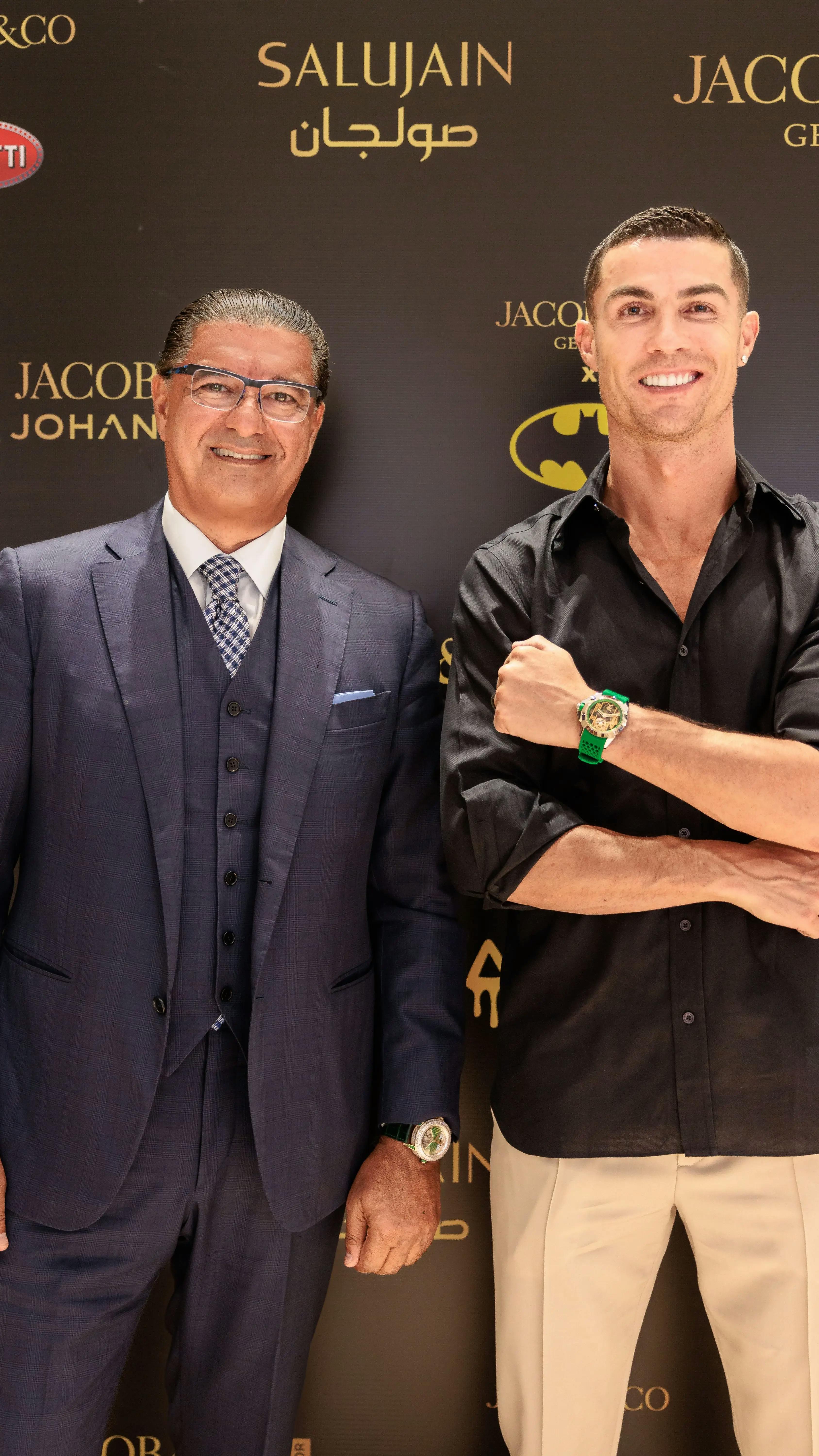 Jacob Arabo, founder of Jacob & Co., with football legend Cristiano Ronaldo.