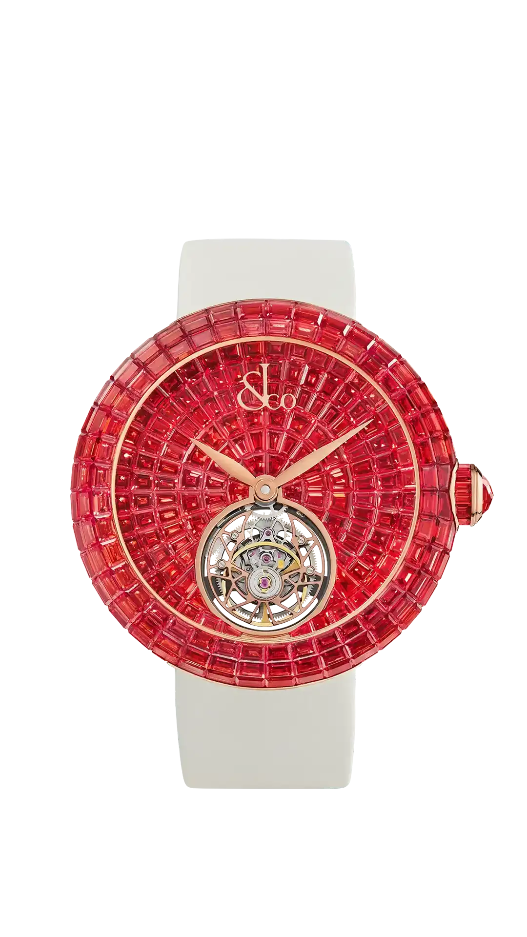 The rose gold Brilliant Flying Tourbillon, fully set with orange sapphires.