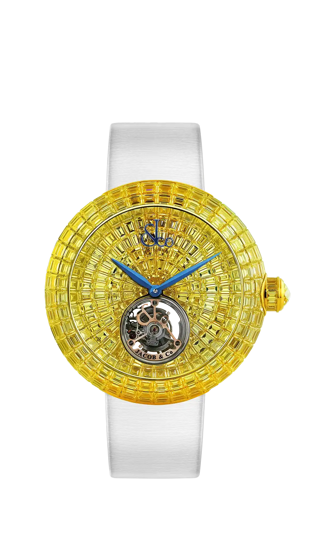 The rose gold Brilliant Flying Tourbillon, fully set with yellow sapphires.
