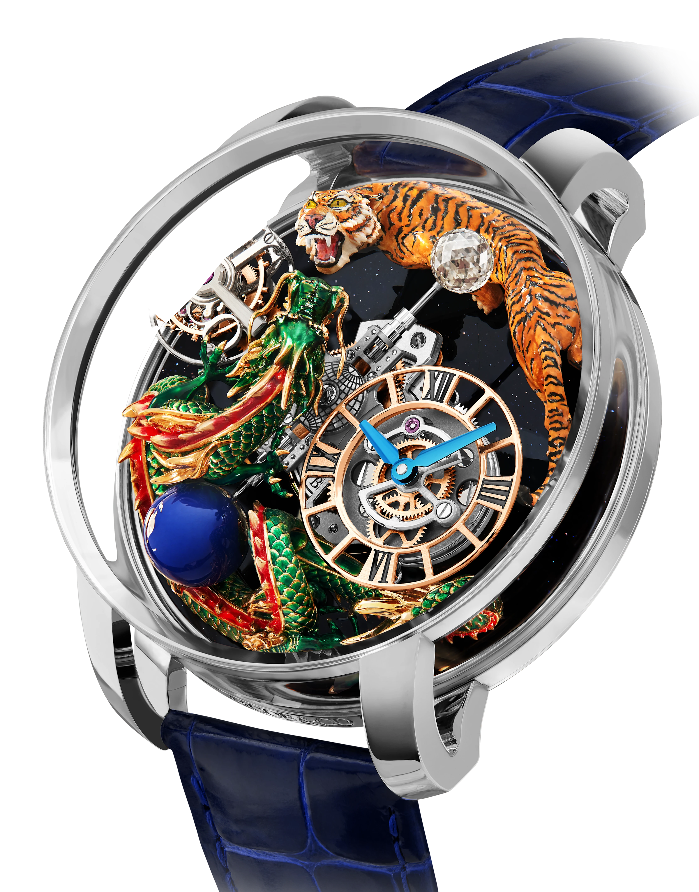 The white gold Astronomia Art 3D Tiger and Dragon
