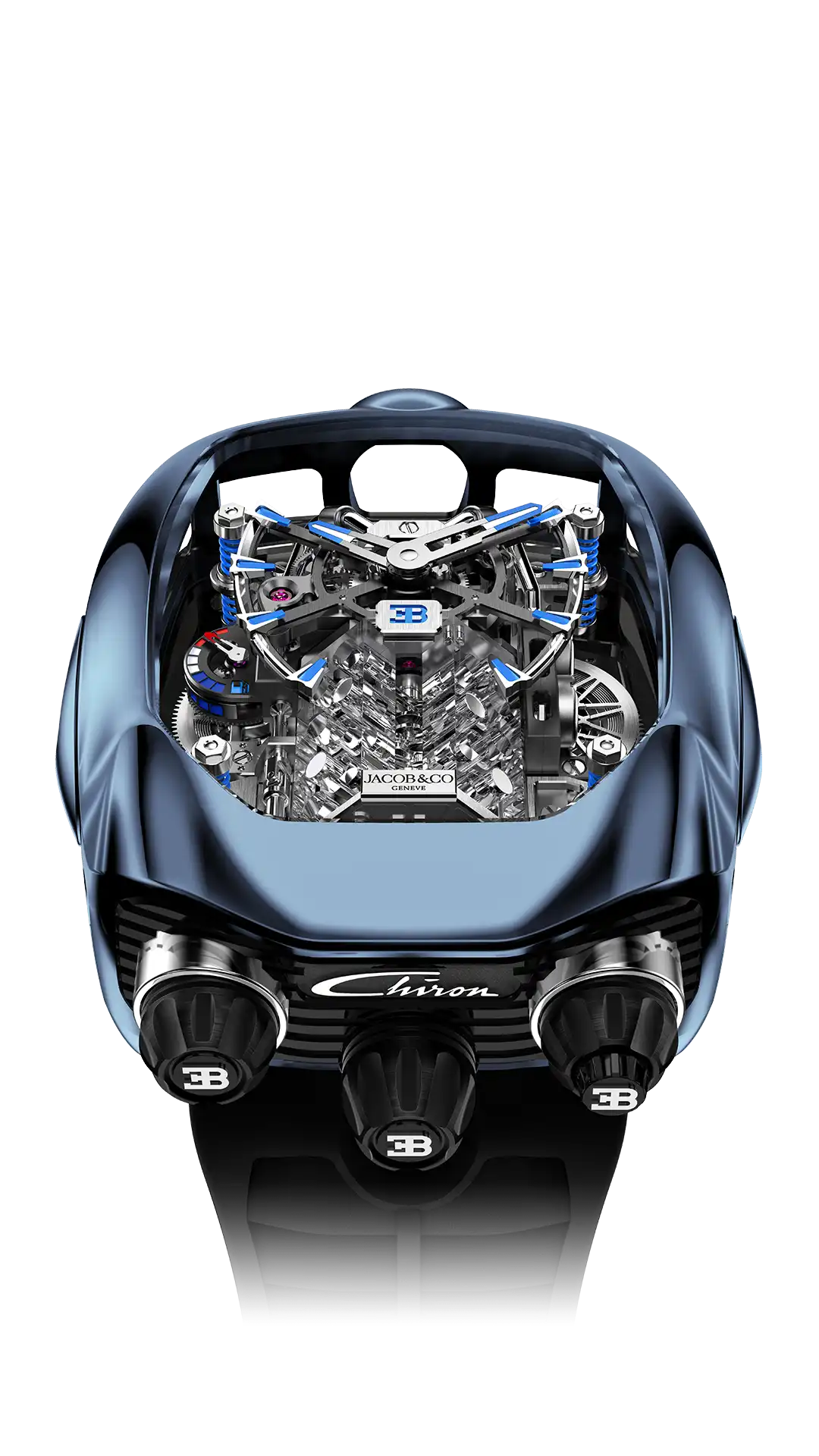 The blue titanium Bugatti Chiron Tourbillon