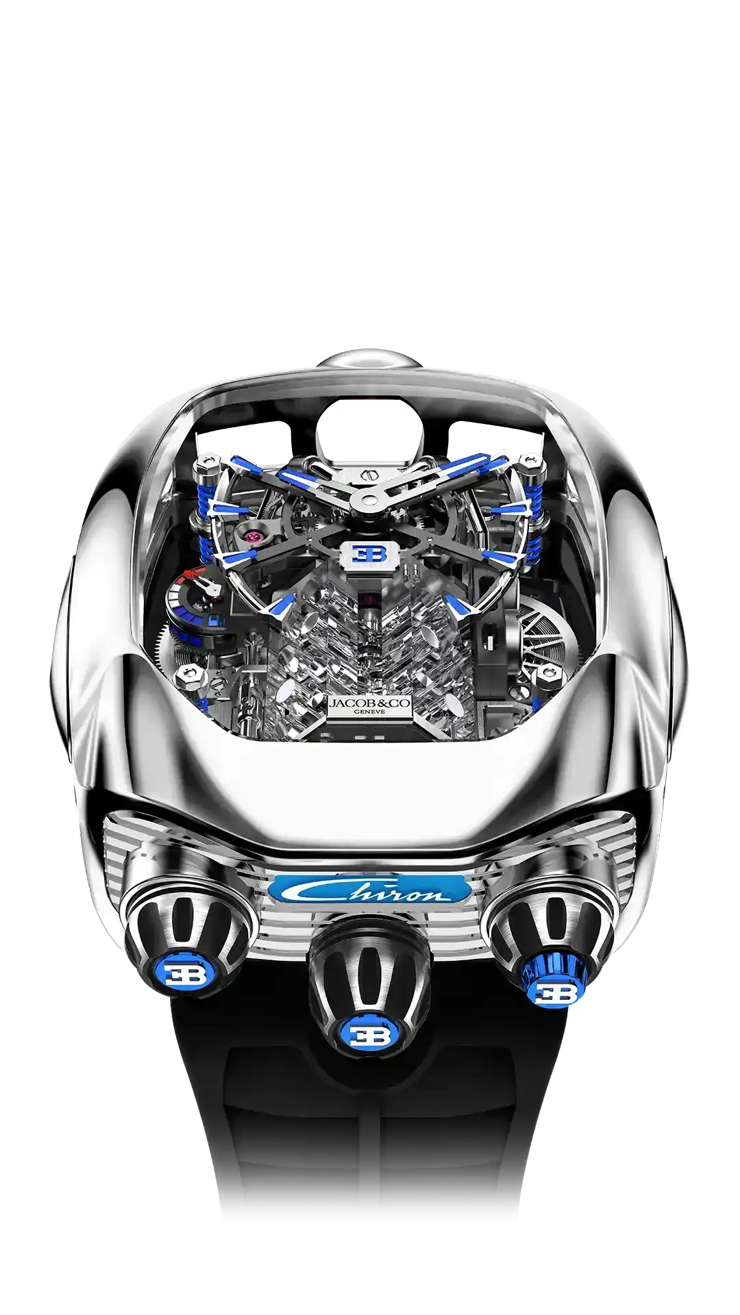 The polished titanium Bugatti Chiron Tourbillon