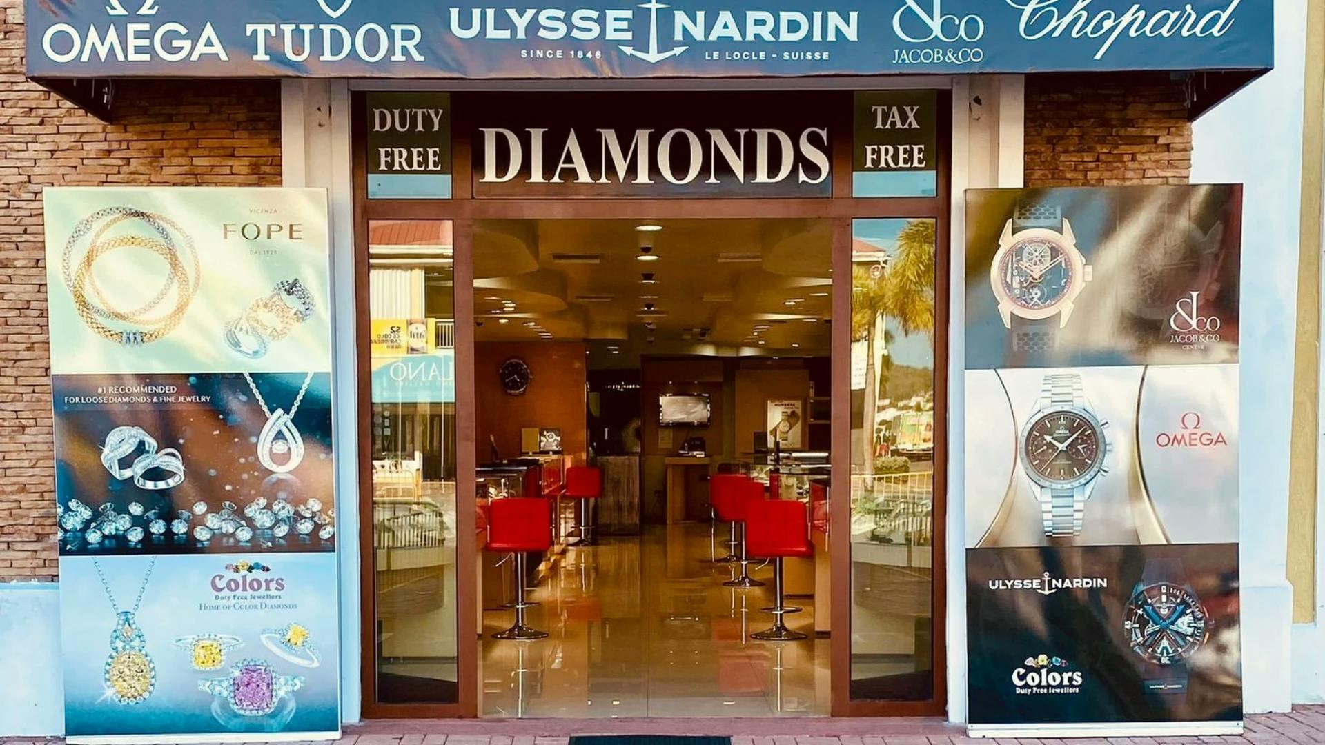 Storefront Of The St. Kitts & Nevis - Colors Duty Free Jewellers Store