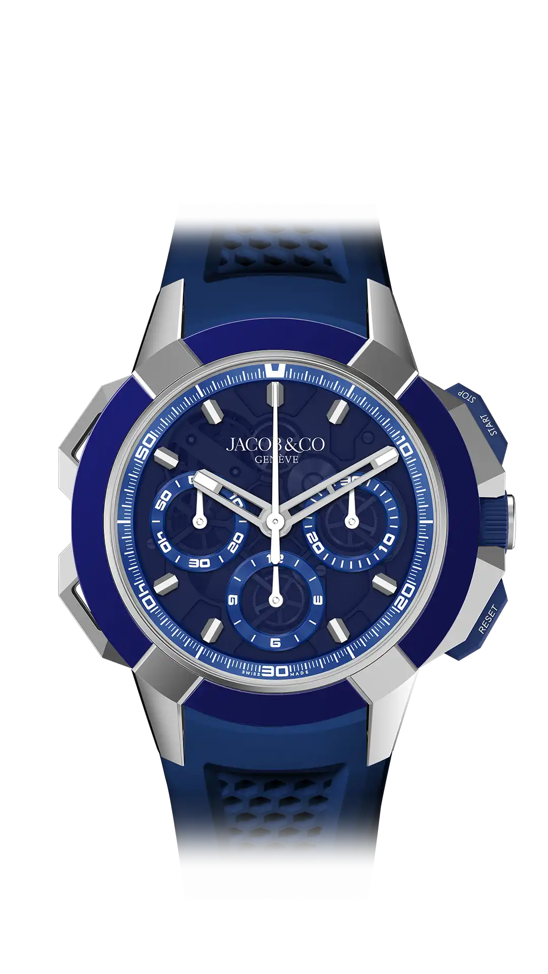 The titanium Epic X Chrono 44MM Tri-Compax, with a blue mineral dial and titanium accents.